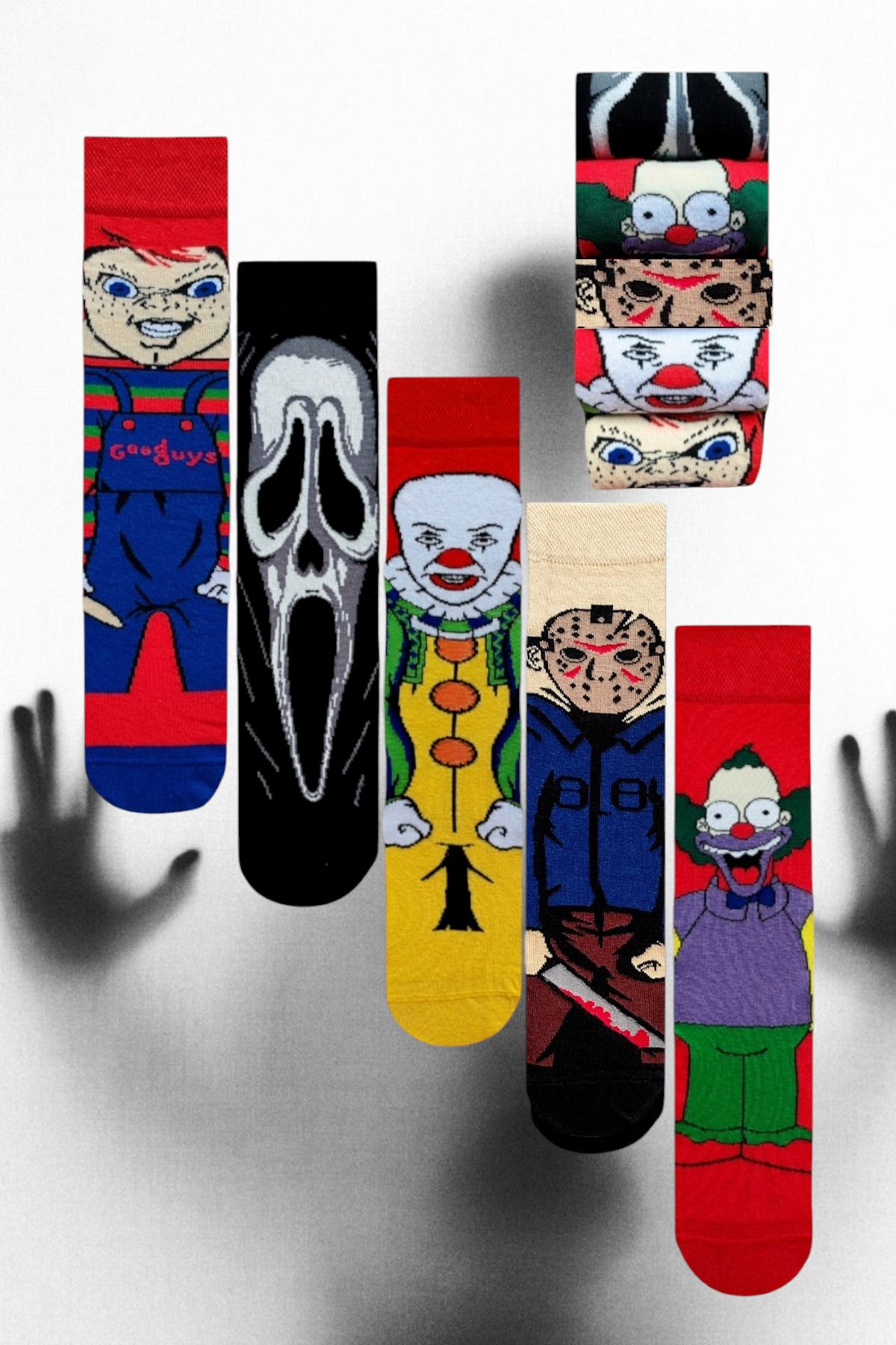 ZEYZEY MONKEY-Horror Themed Killer Series Gothic Socks Set in a Custom Gift Box of 5 1