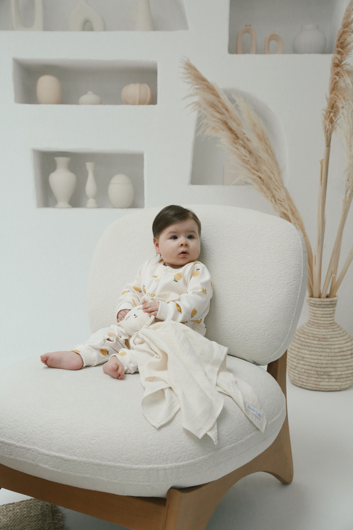 DoDo'S Baby Limon Desenli Organik Kaşkorse Bebek Tulum fotoğrafı 4 (önizleme)