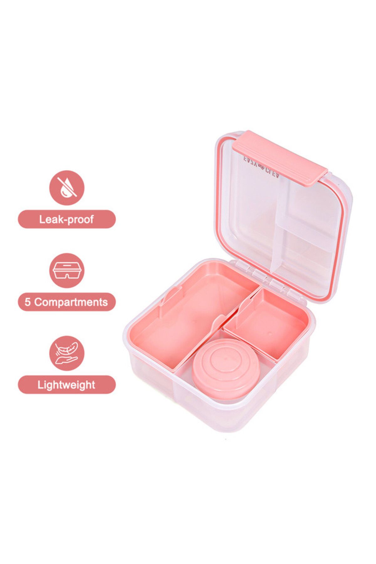 Eazy Kids-3/4/5 Compartment Convertible 1250ml Bento Lunch Box with 150ml Gravy Bowl - Pink 3