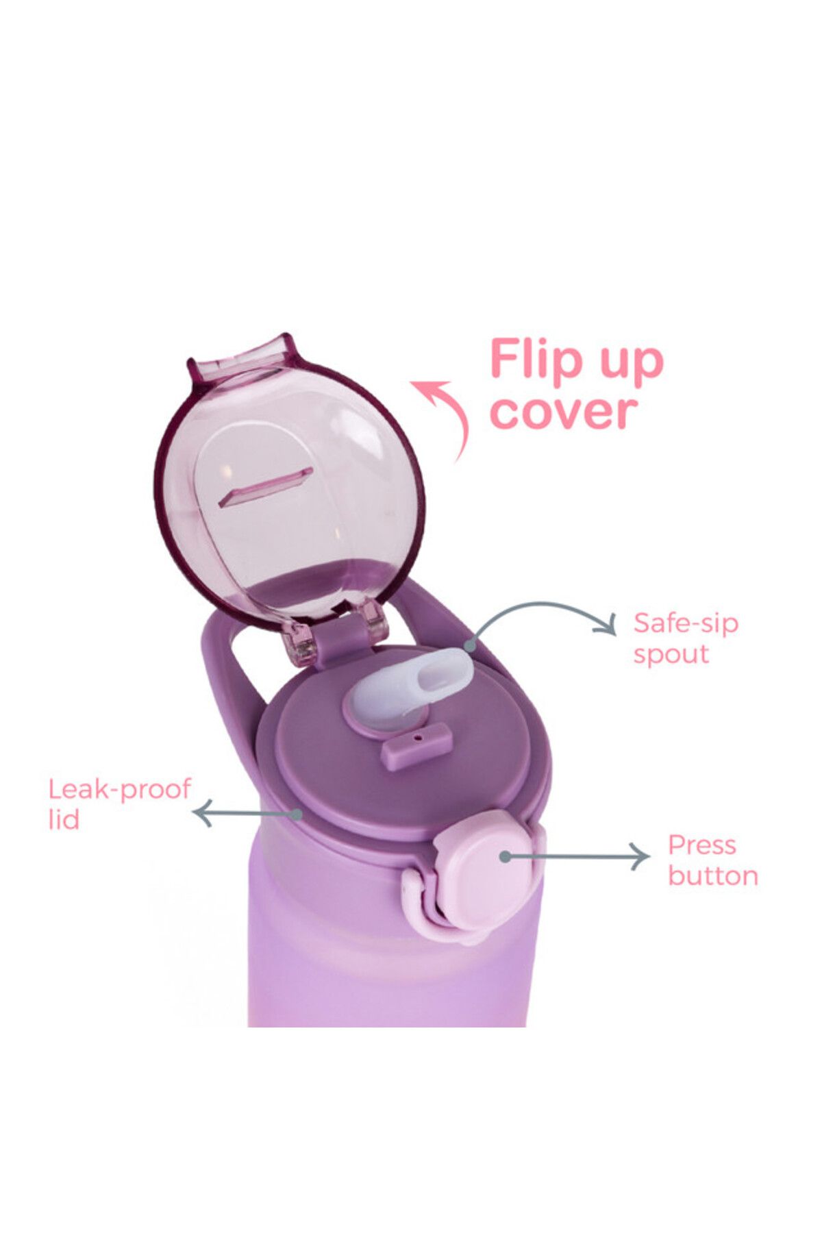 Eazy Kids-Water Bottle 500ml wt Handle - Purple 3
