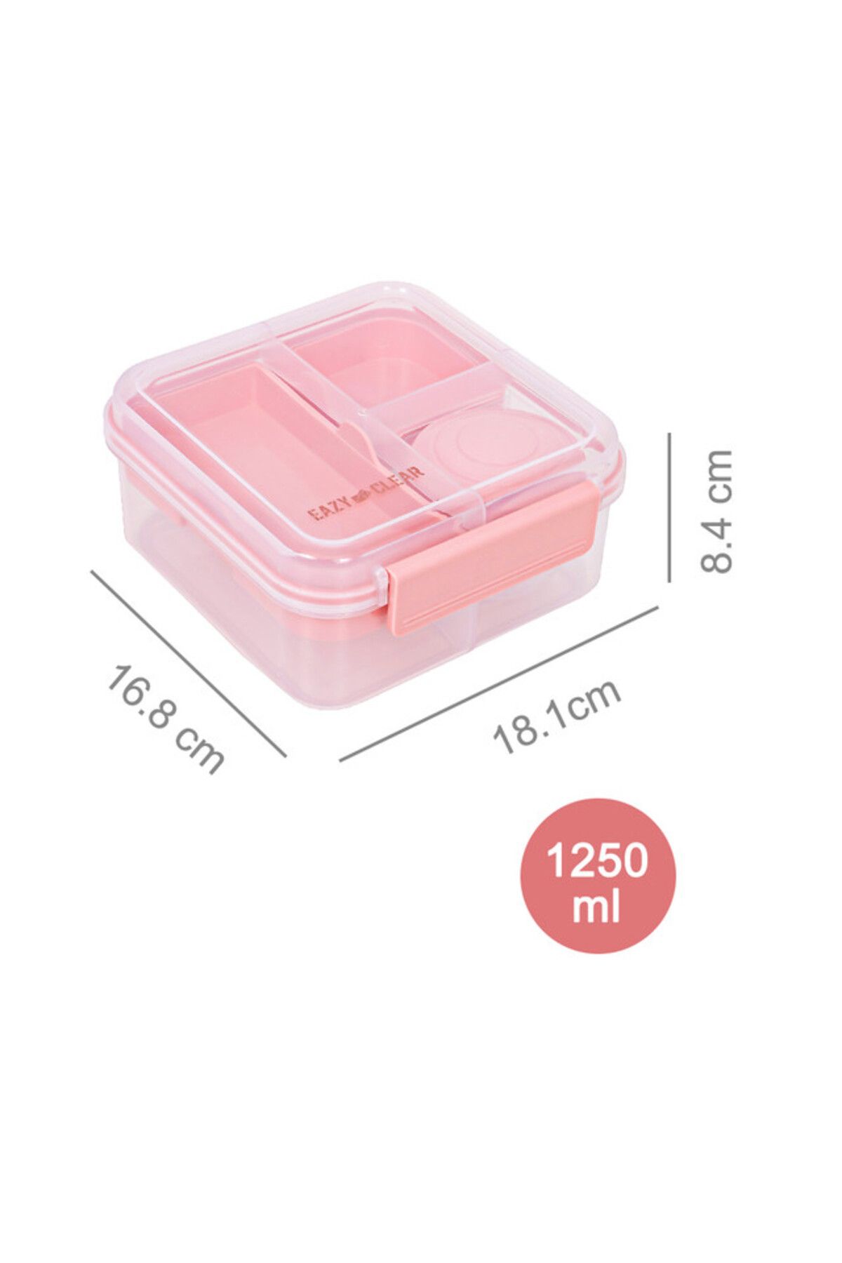 Eazy Kids-3/4/5 Compartment Convertible 1250ml Bento Lunch Box with 150ml Gravy Bowl - Pink 8