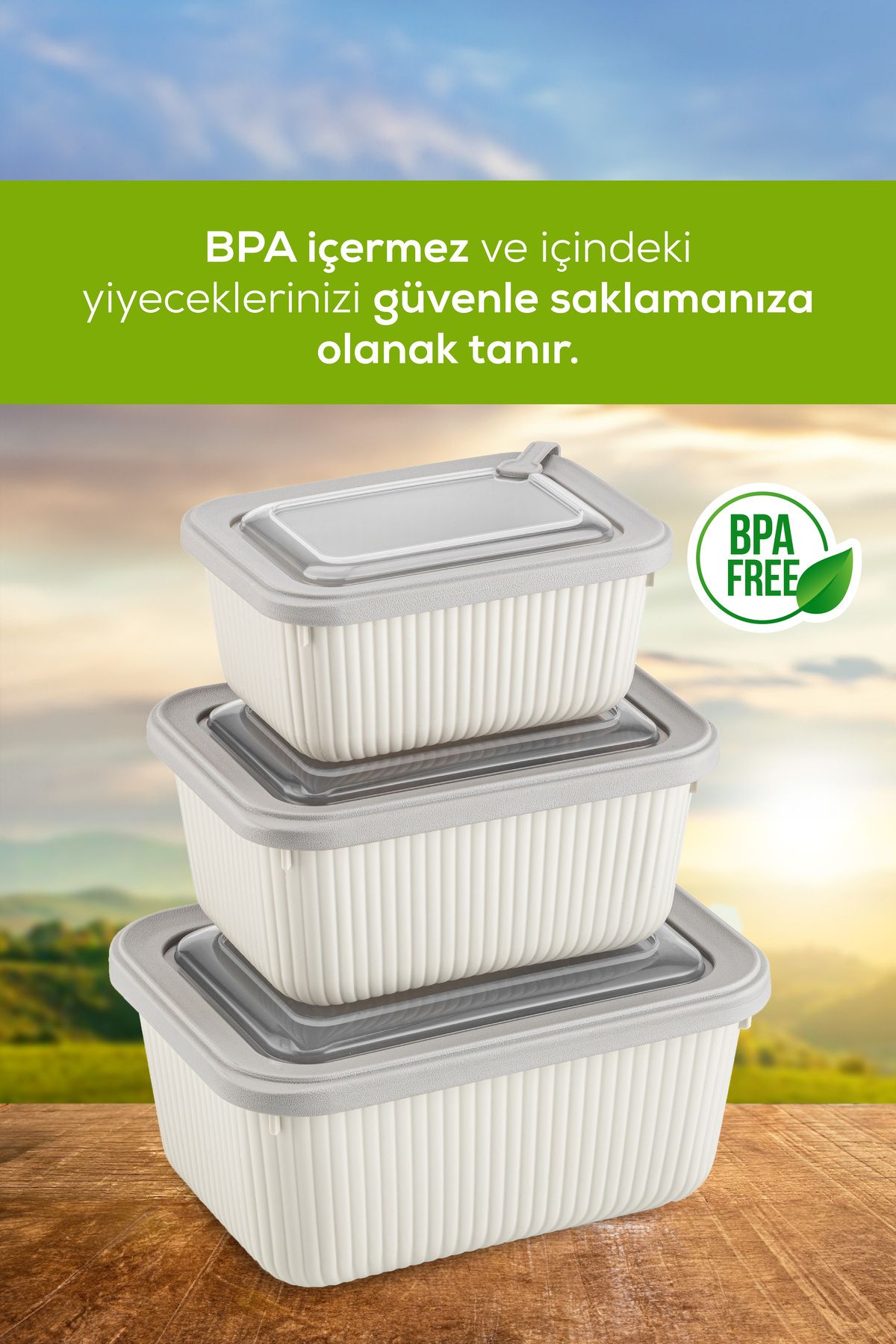Vienev-Set of 12 Vip Rectangular Microwave and Diffracted Suitable Storage Containers Beige 4X(1750,1050,600 ml) 8