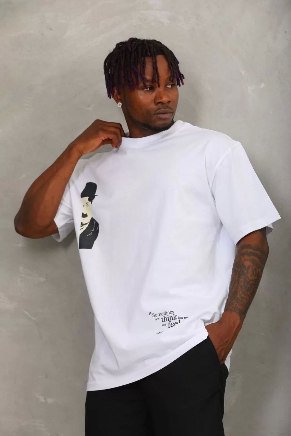 CVS Unisex Oversize Baskılı Bisiklet Yaka T-Shirt - Beyaz
