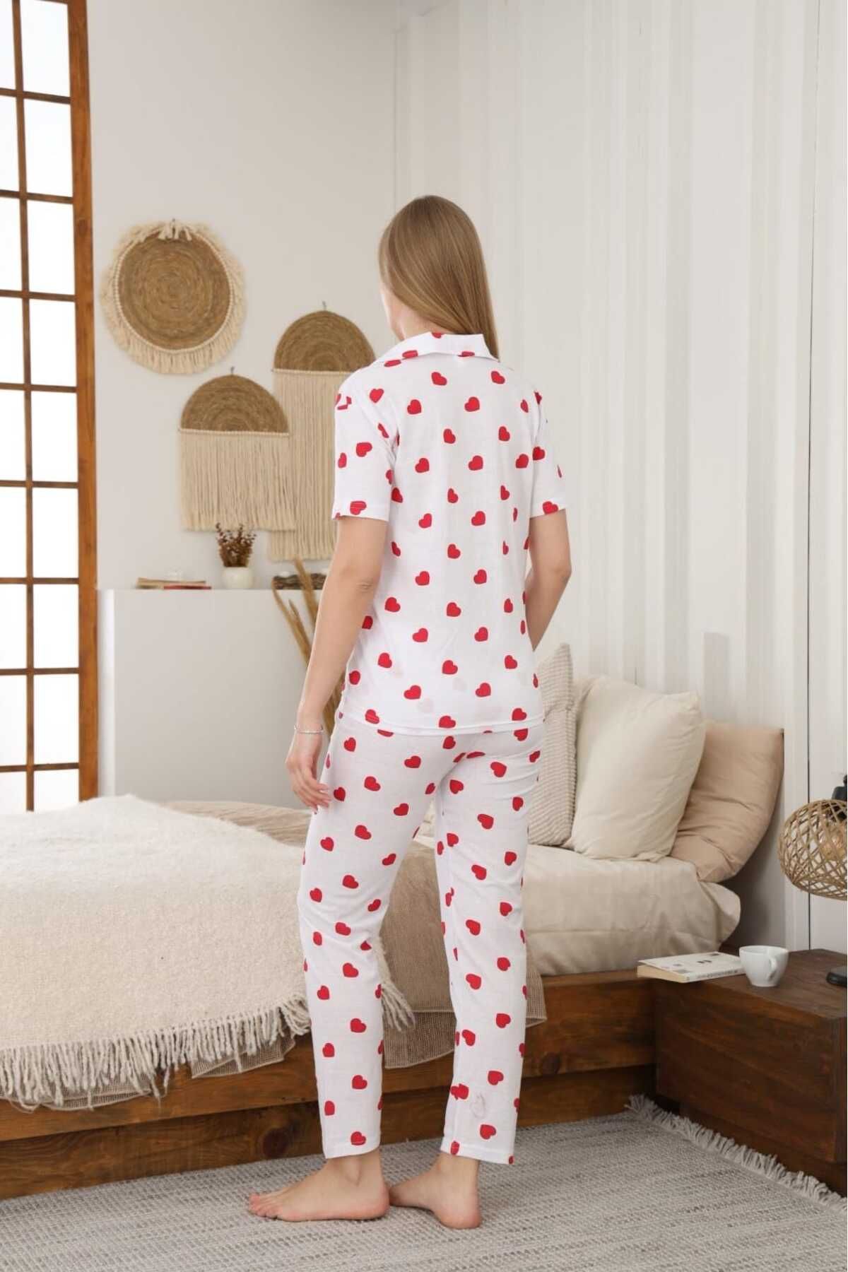 LİLA İÇ GİYİM-Short Sleeve Pijama Set with Suprem Button 2