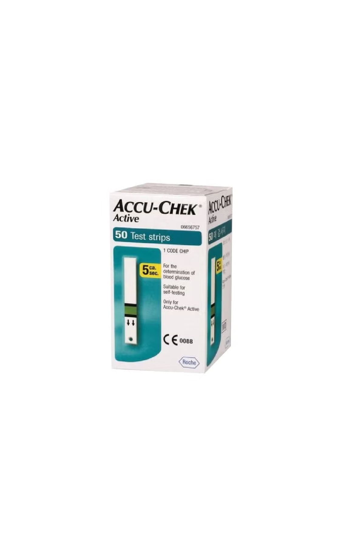 Accu Chek-مجموعة أشرطة اختبار نسبة الجلوكوز في الدم مكونة من 50 قطعة 1