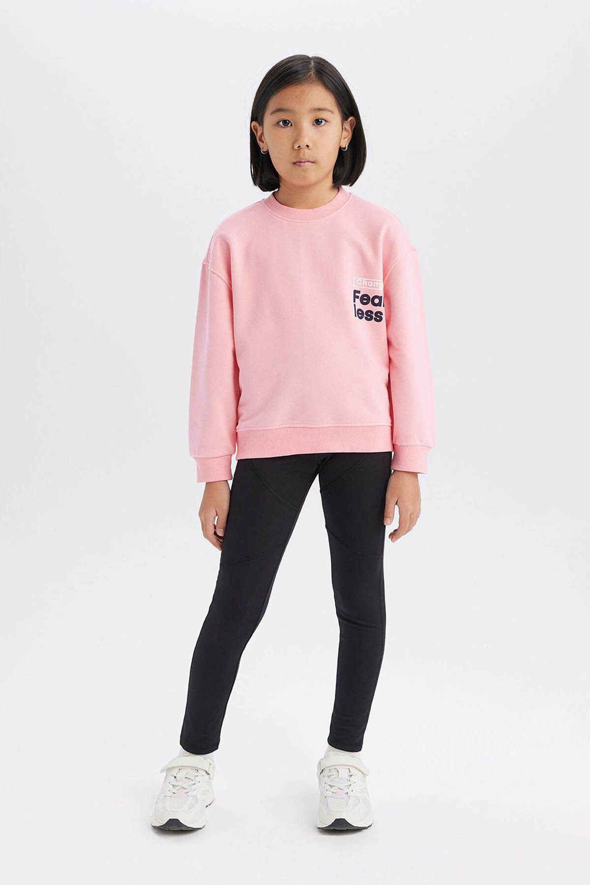 DeFacto-Girls' Relax Fit Crew Neck Back Printed Sweatshirt D9774A825Sp 2