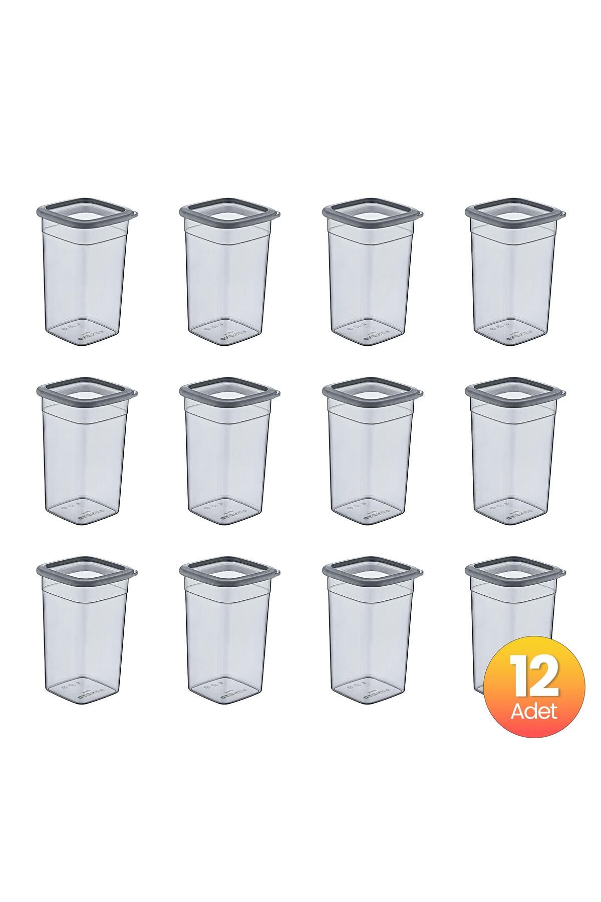 Smartware-1440 ml Anthracite Scale Square Storage Set - 12 Pieces 4