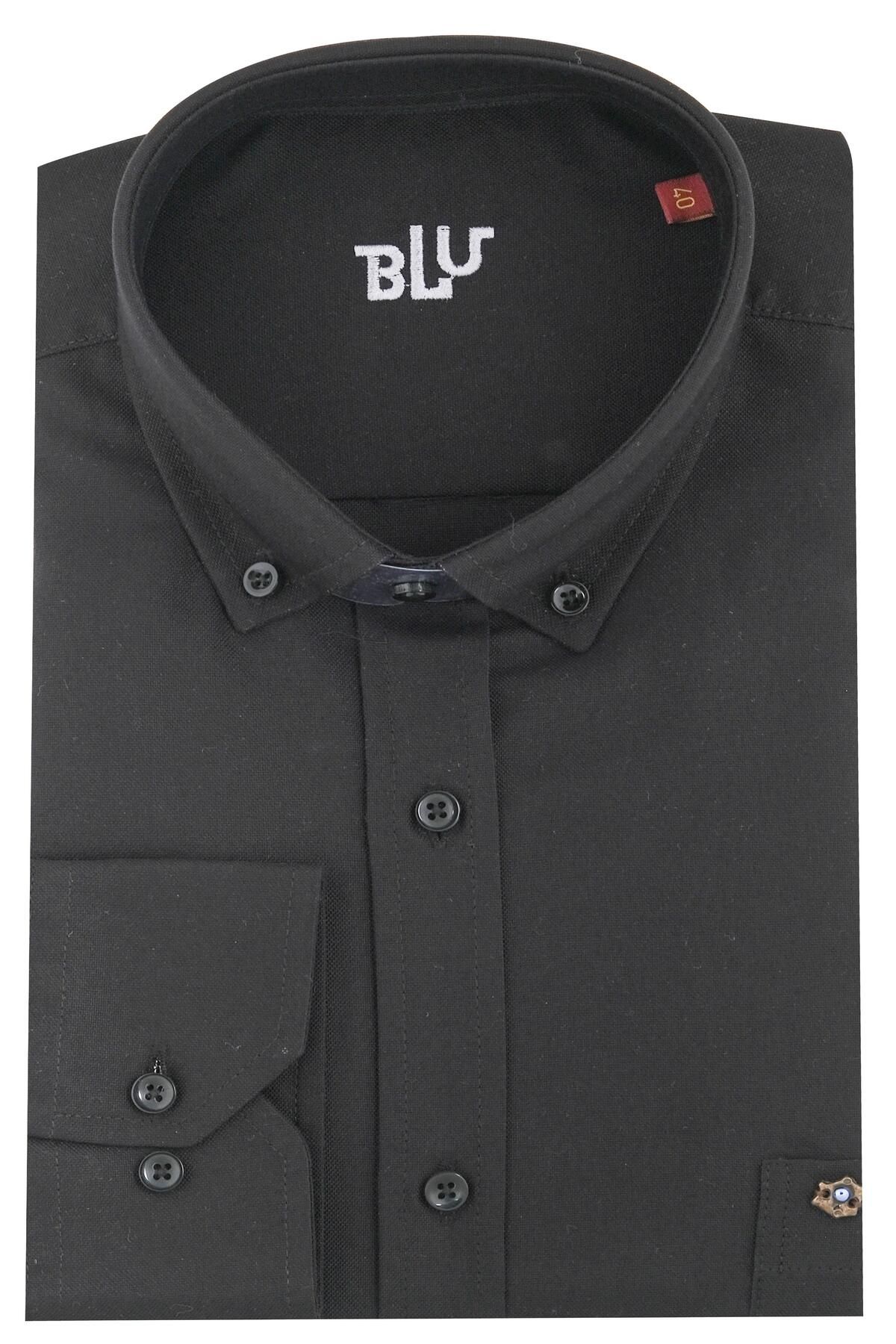 BLU-Top Button Collar Classic Shirt 1