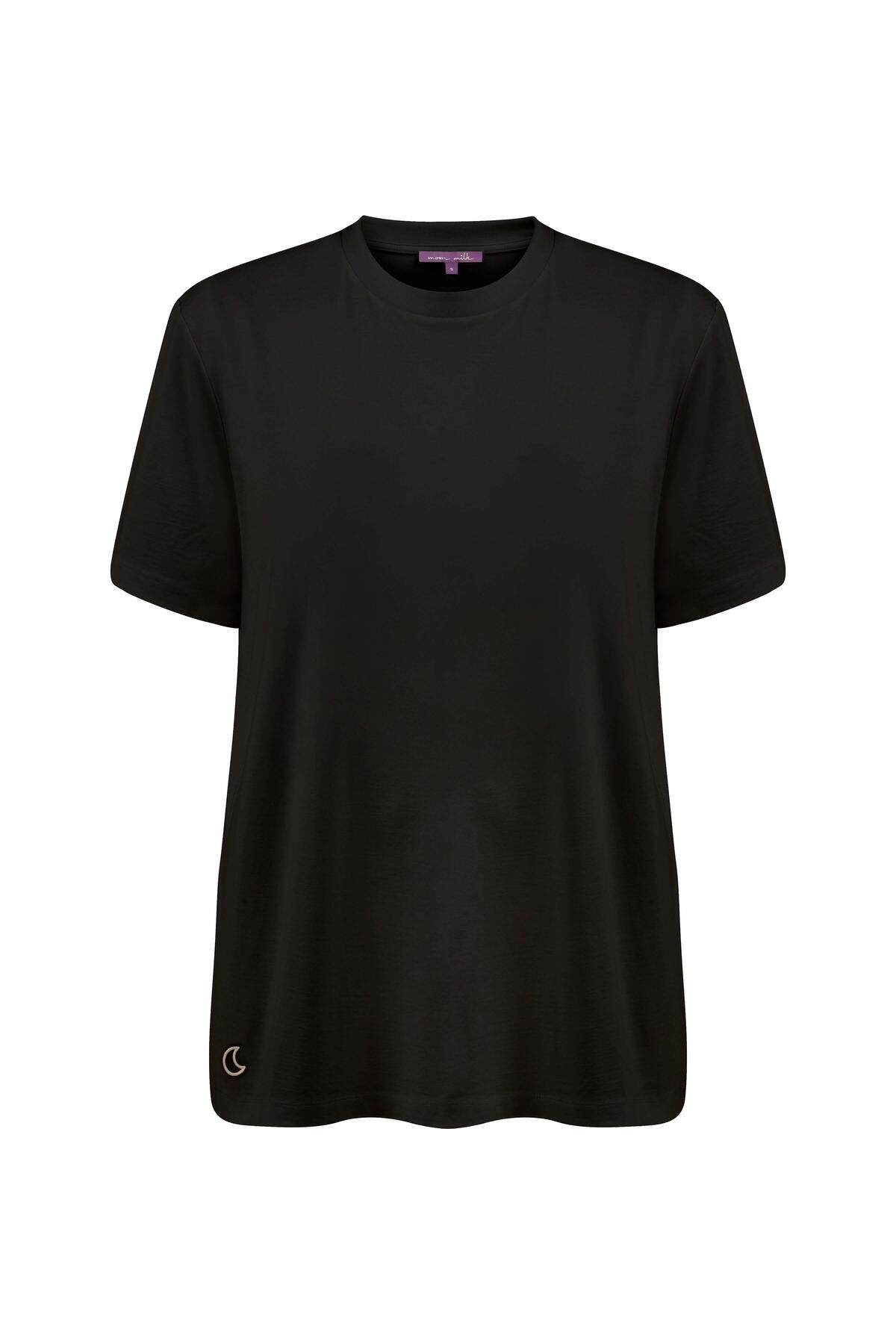 Moon Milk-Pure Cotton and Modal Basic T-Shirt / Black 1