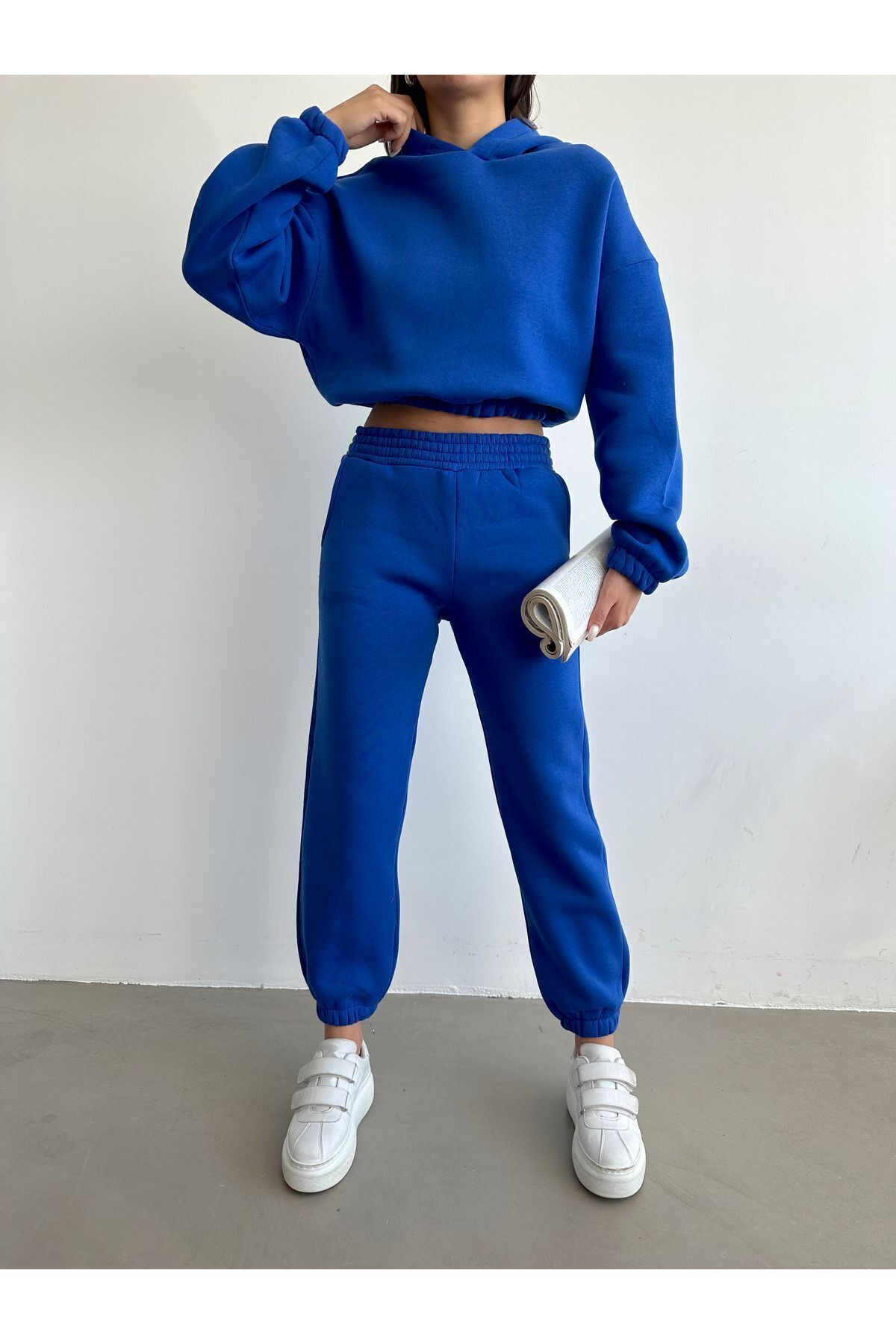 BEJNA-Basic-Trainingsanzug-Set für Damen aus Saks-Baumwolle mit Fleece-Innenseite 3