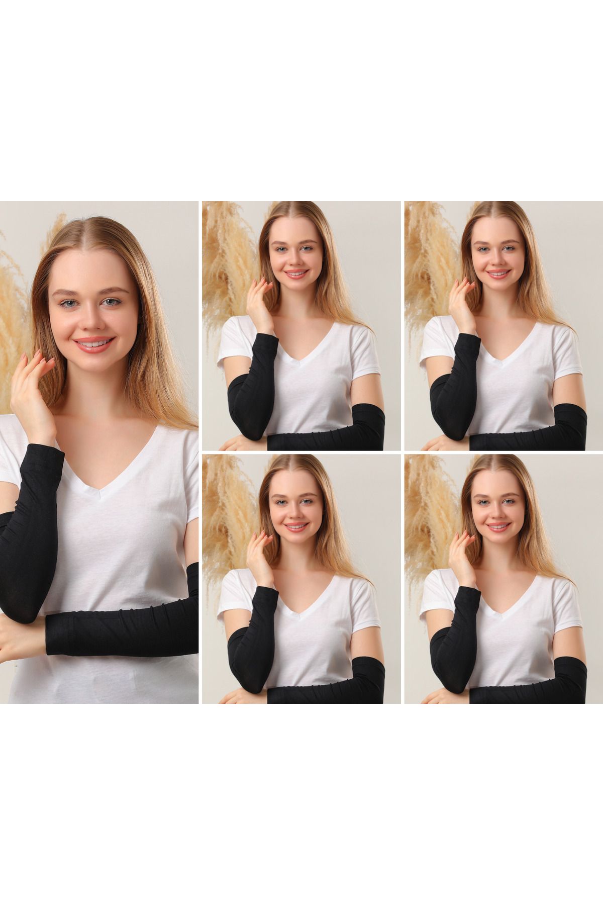 Melodi Scarf Set De 5 Mâneci Pentru Hijab, Mâneci Negre Pentru Rugăciune, Mâneci Sport Femeie - Standard