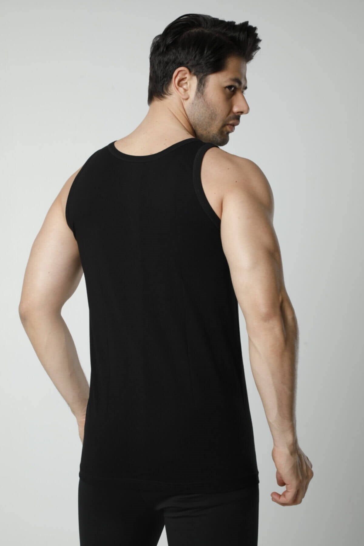 Hmd-500 Tricou pentru bărbați cu bretele, 100% bumbac, cu nervuri, 6 piese - negru 2