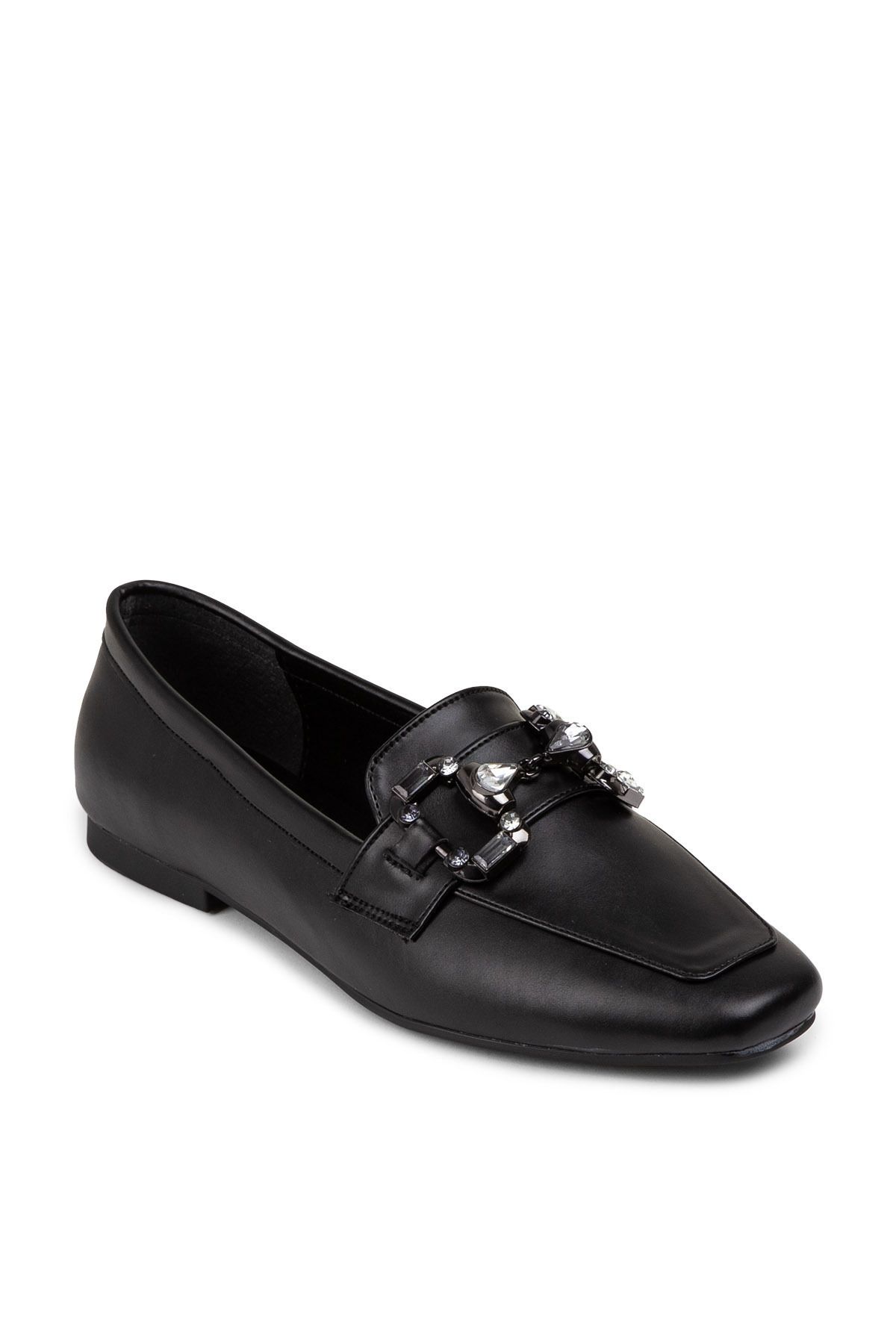 Deery-Black Buckle Detailed Women's Loafers 8