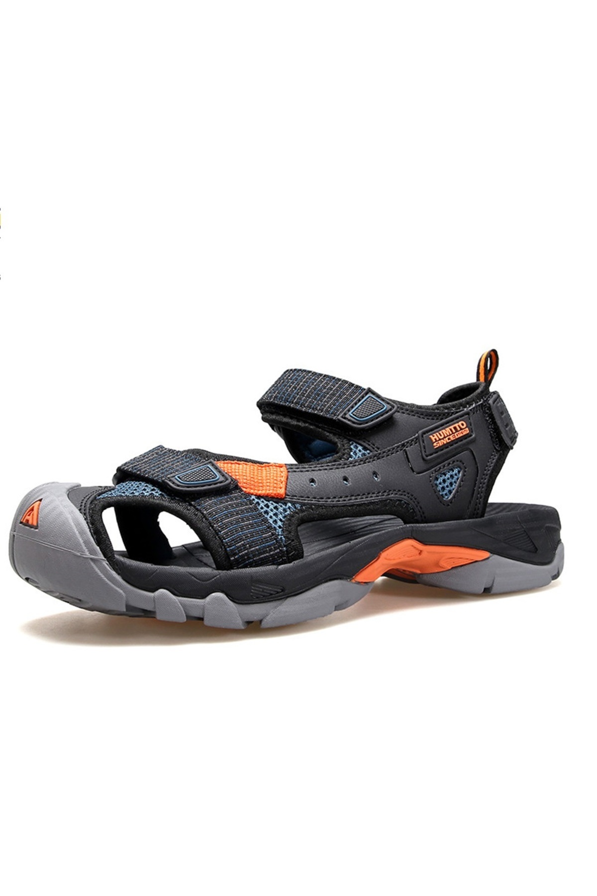 HUMTTO Burnu Kapalı Siyah Lacivert Cırtlı Erkek Outdoor Trekking Spor Sandalet görsel 2