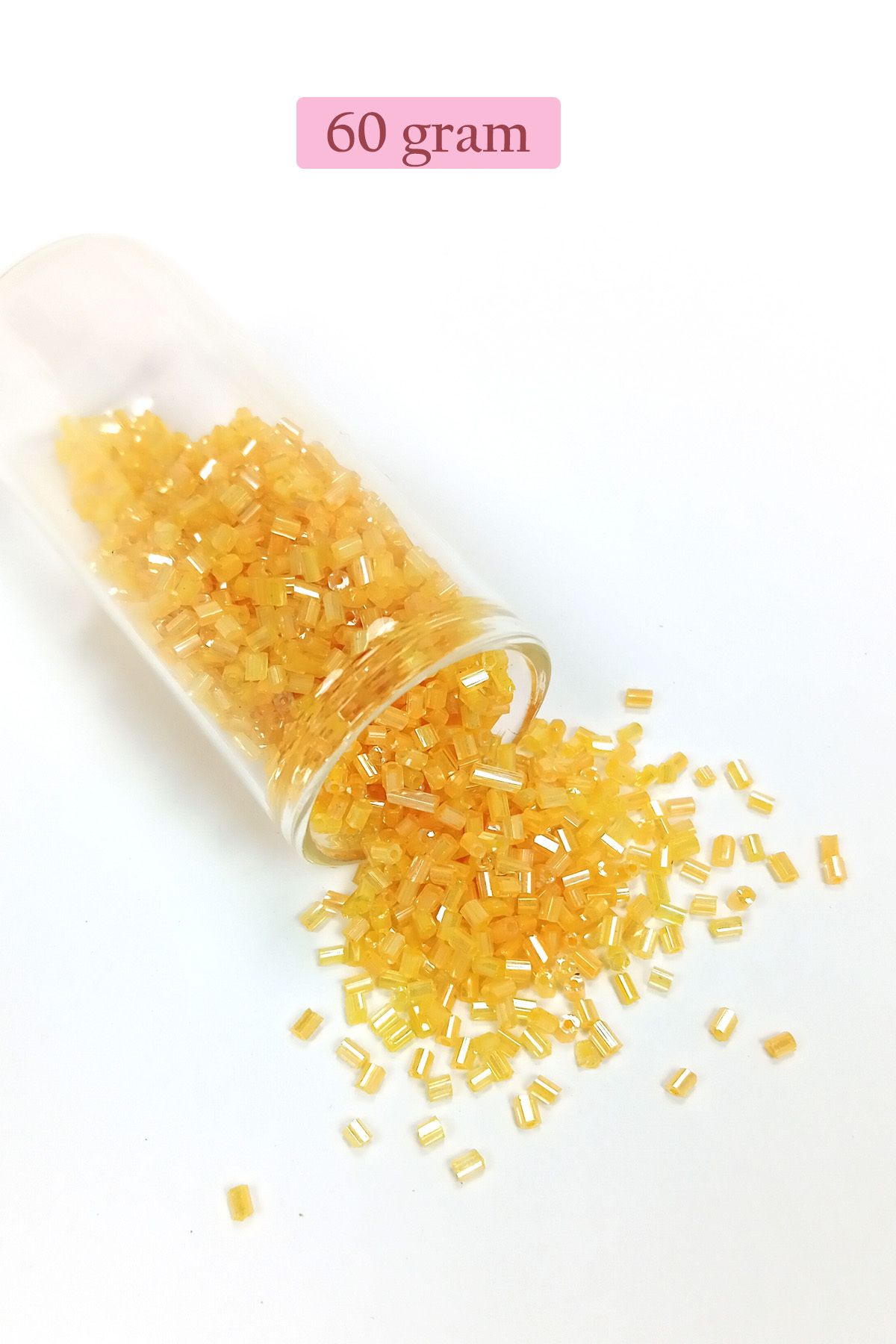 Mu Art Kesme Cam Boncuk 2Mm - 60 Gram - Şeffaf Koyu Sarı - Bnc361