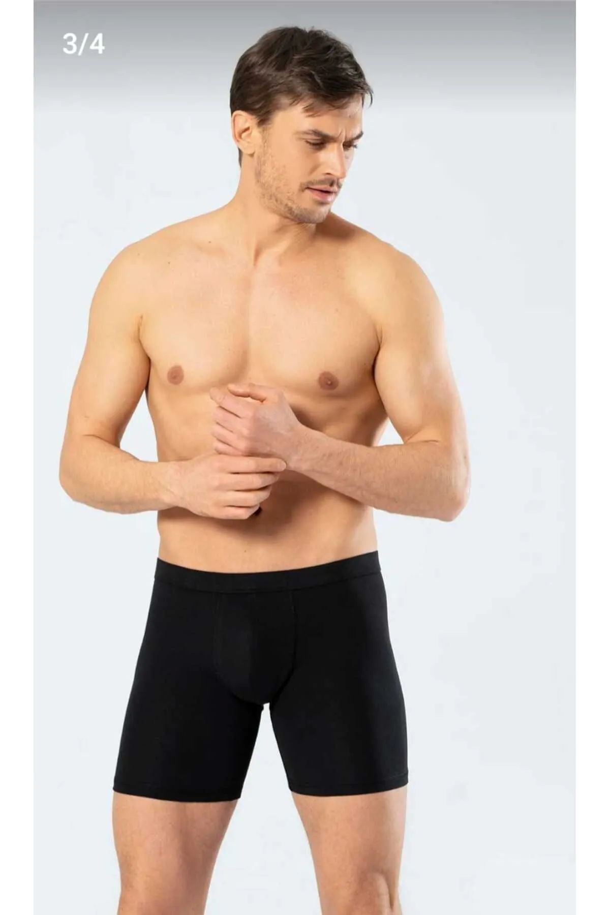 Cacharel-1336 Ανδρικό λουράκι μέσης Lycra Long Leg Boxer-μαύρο 3