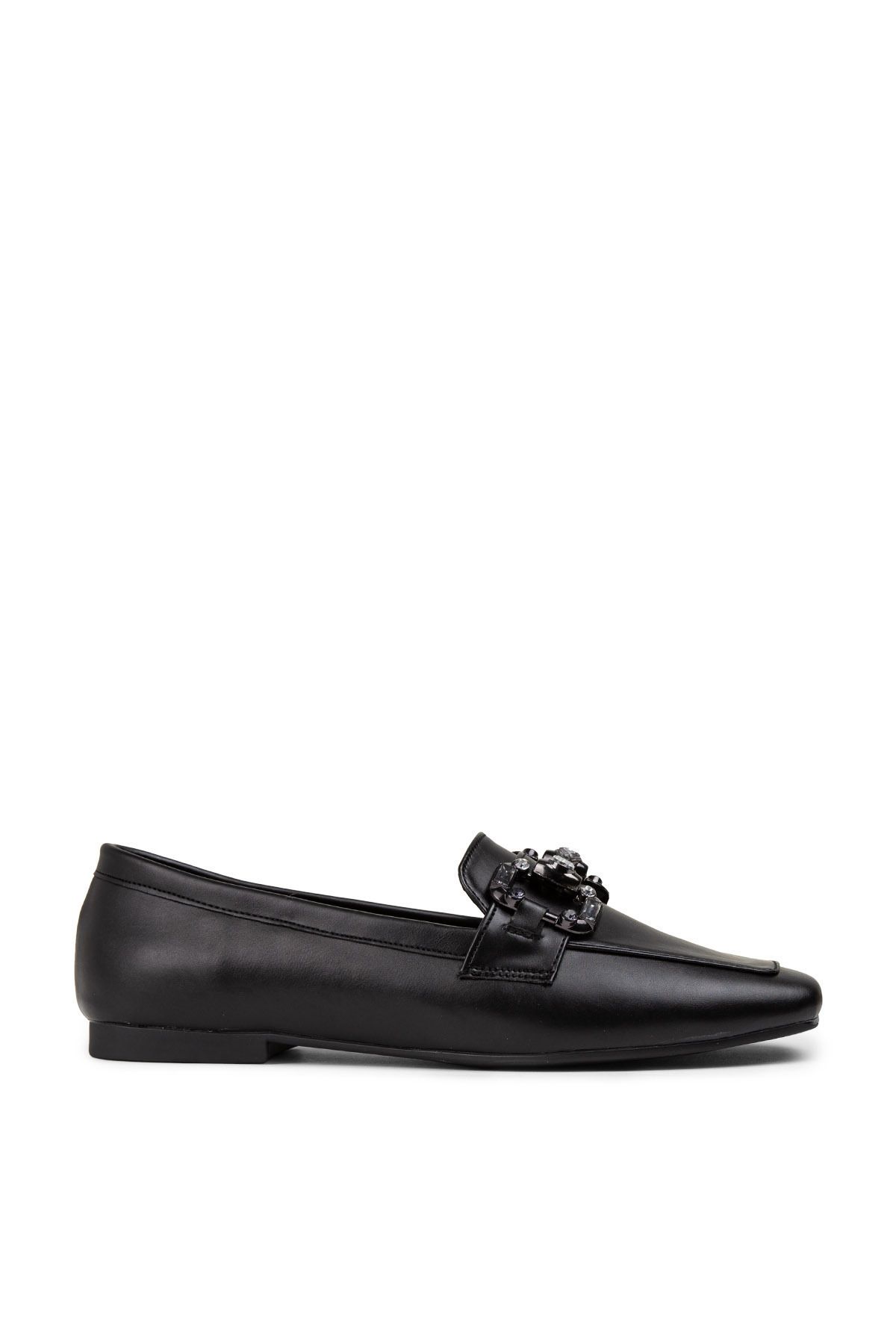 Deery-Black Buckle Detailed Women's Loafers 3