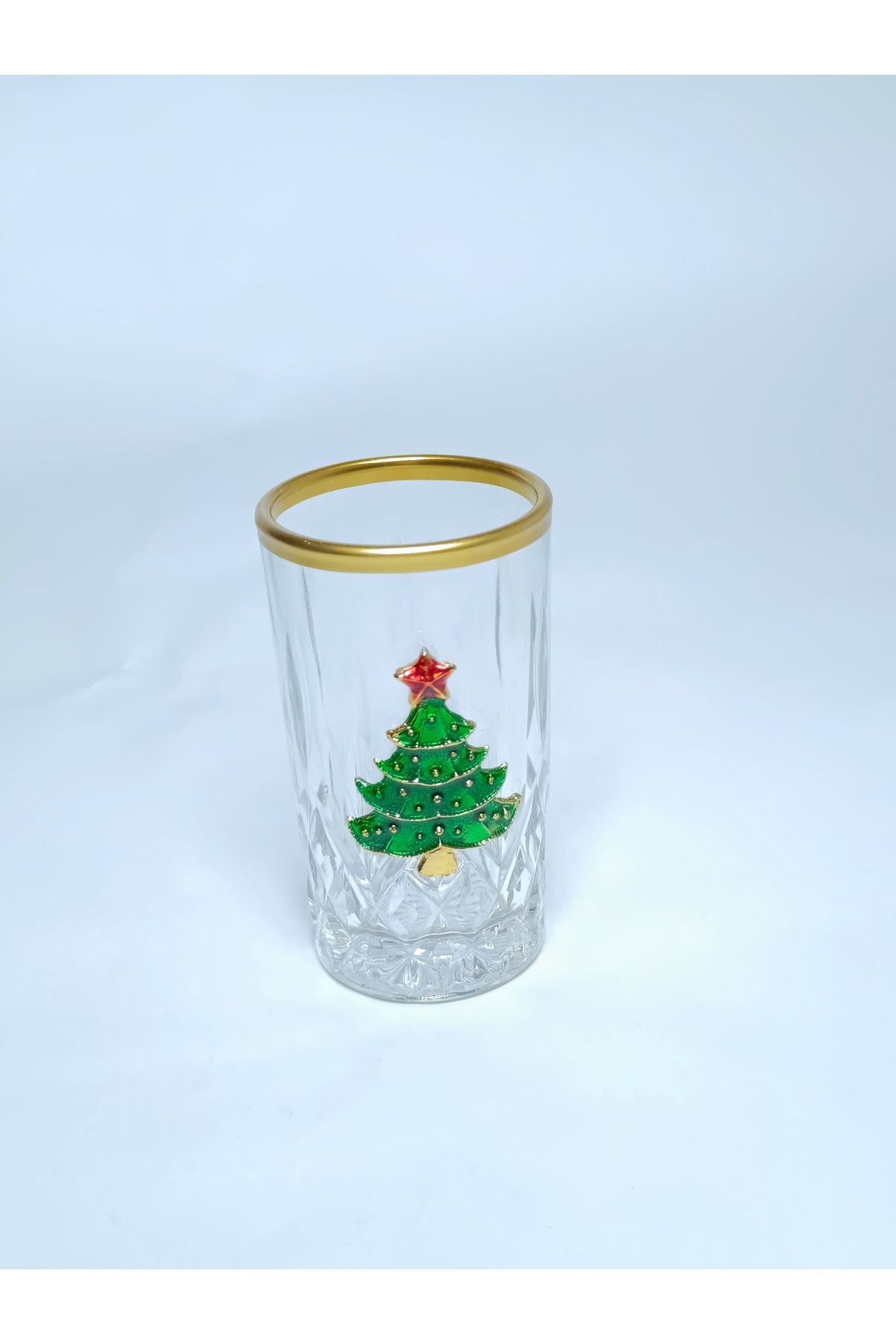 PARILTI HOME COLLECTİON-Set of 6 Pine Tree Figured Coffee Water Glasses 4