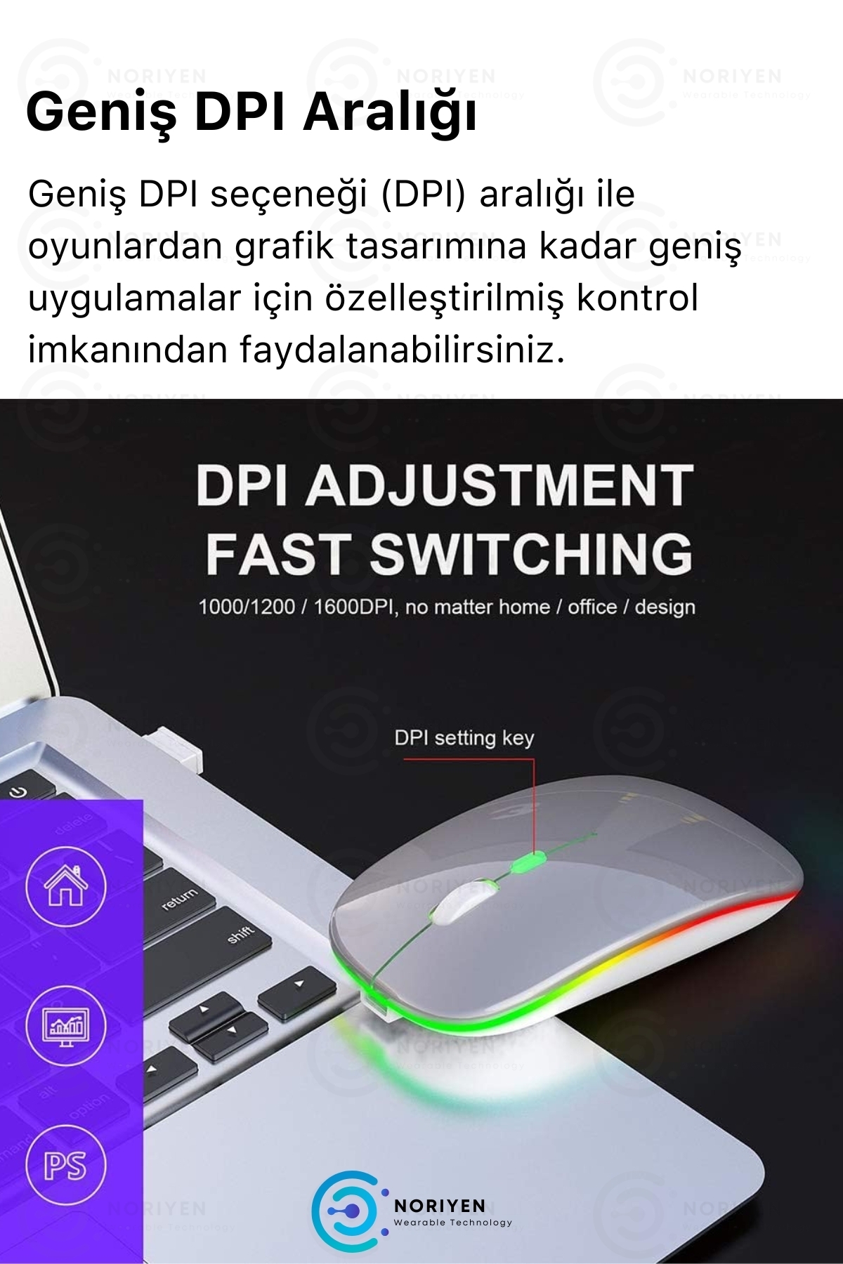 Silent Plus RGB Işıklı Ultra Hafif Konfor Modeli 4 Tuşlu 2.4G Kablosuz Wireless Bluetooth M2 Mouse