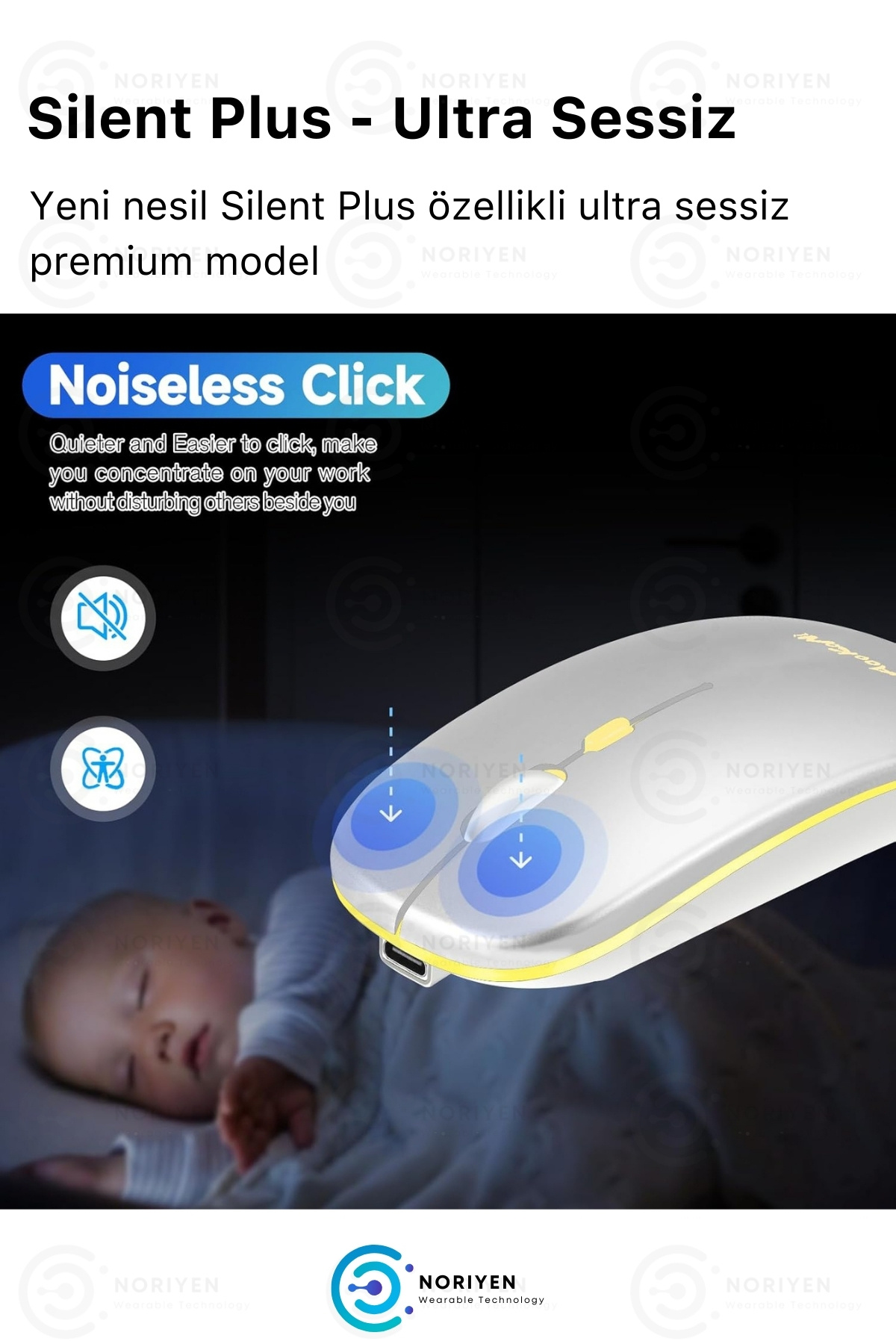 Silent Plus RGB Işıklı Ultra Hafif Konfor Modeli 4 Tuşlu 2.4G Kablosuz Wireless Bluetooth M2 Mouse