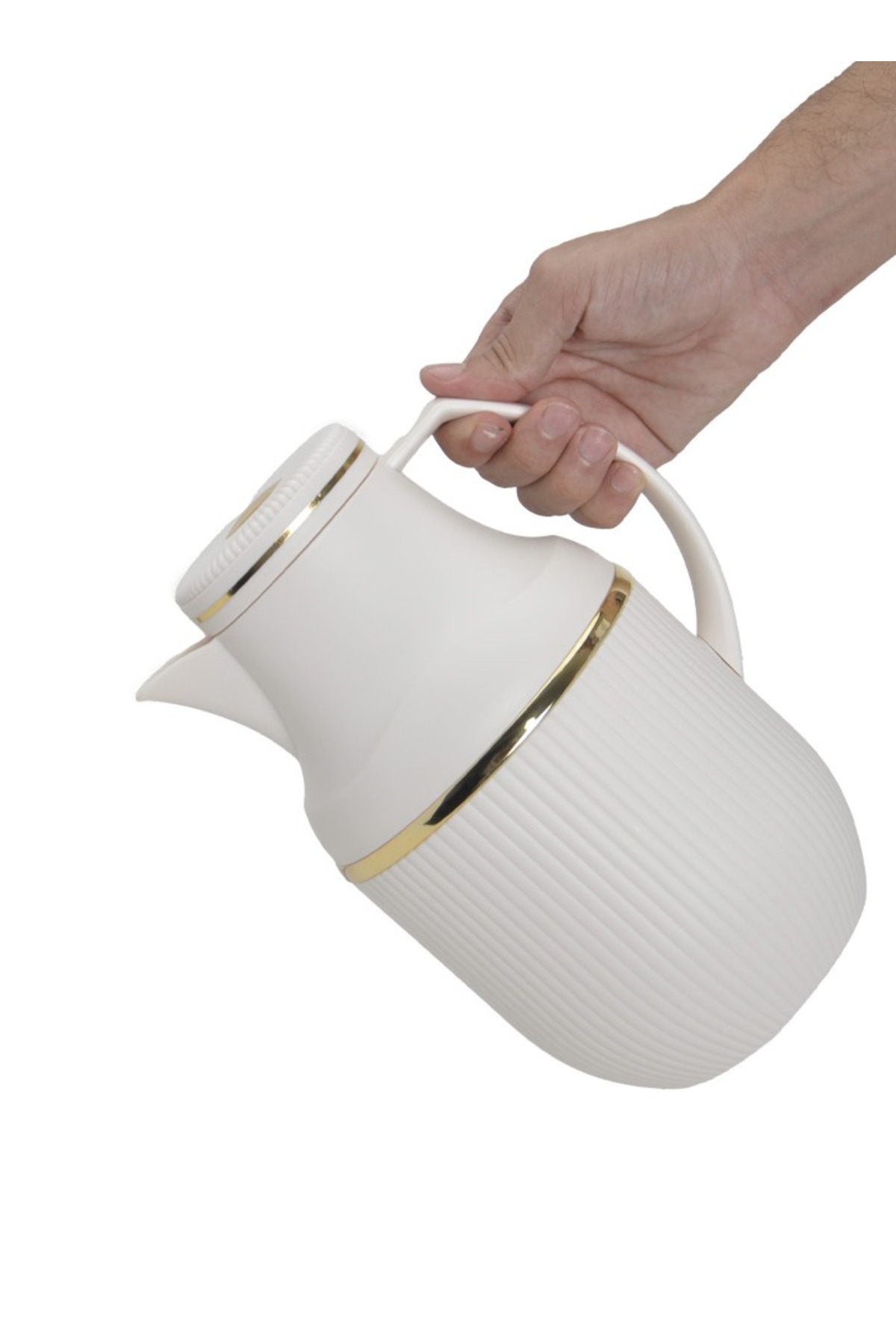 Badraig-2-Piece Coffee And Tea Vacuum Flask Off White/Gold 1 Liter 2