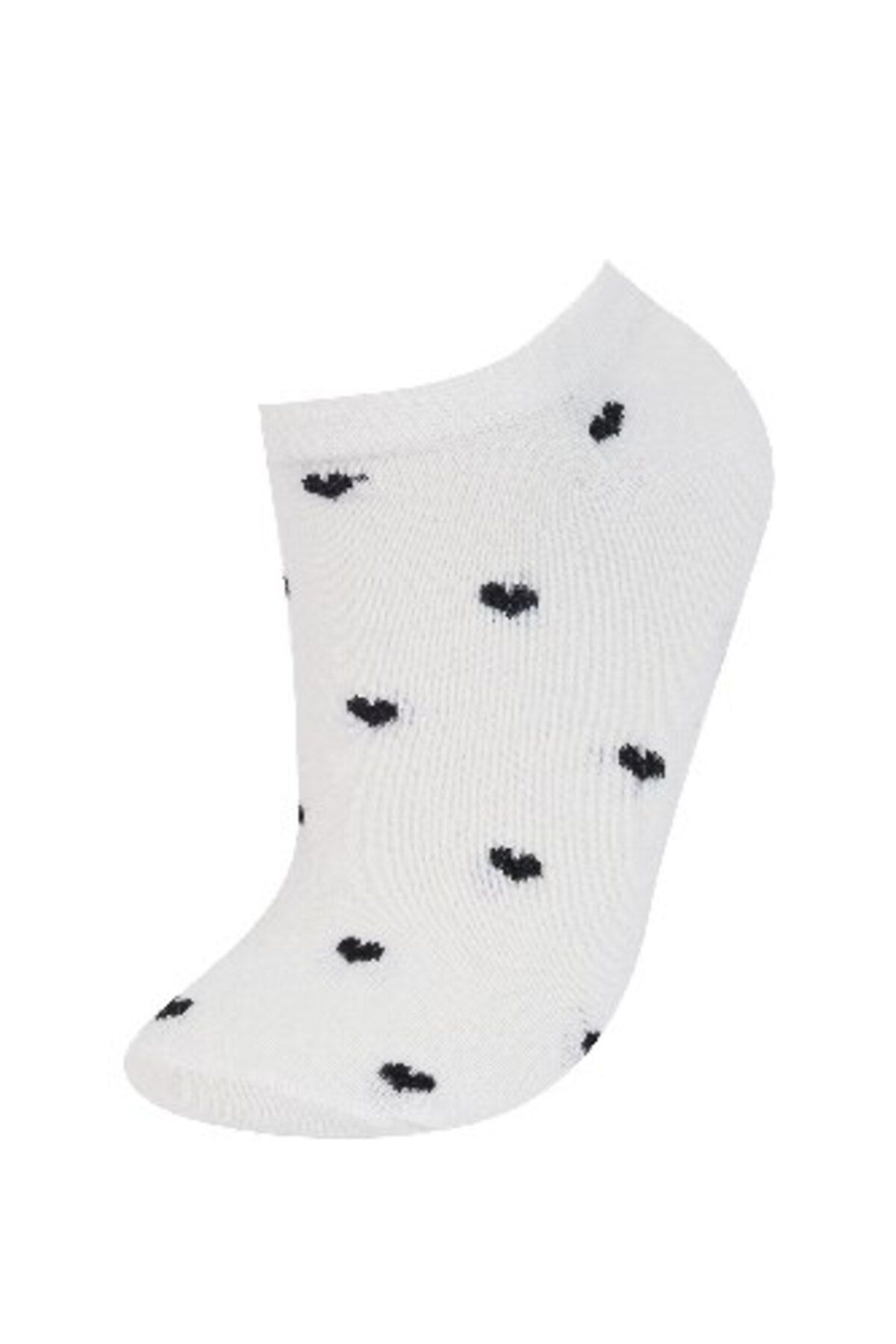 DeFacto-3-teilige Baumwoll-Booties-Socken für Damen mit Herzmotiv E2134axns 2