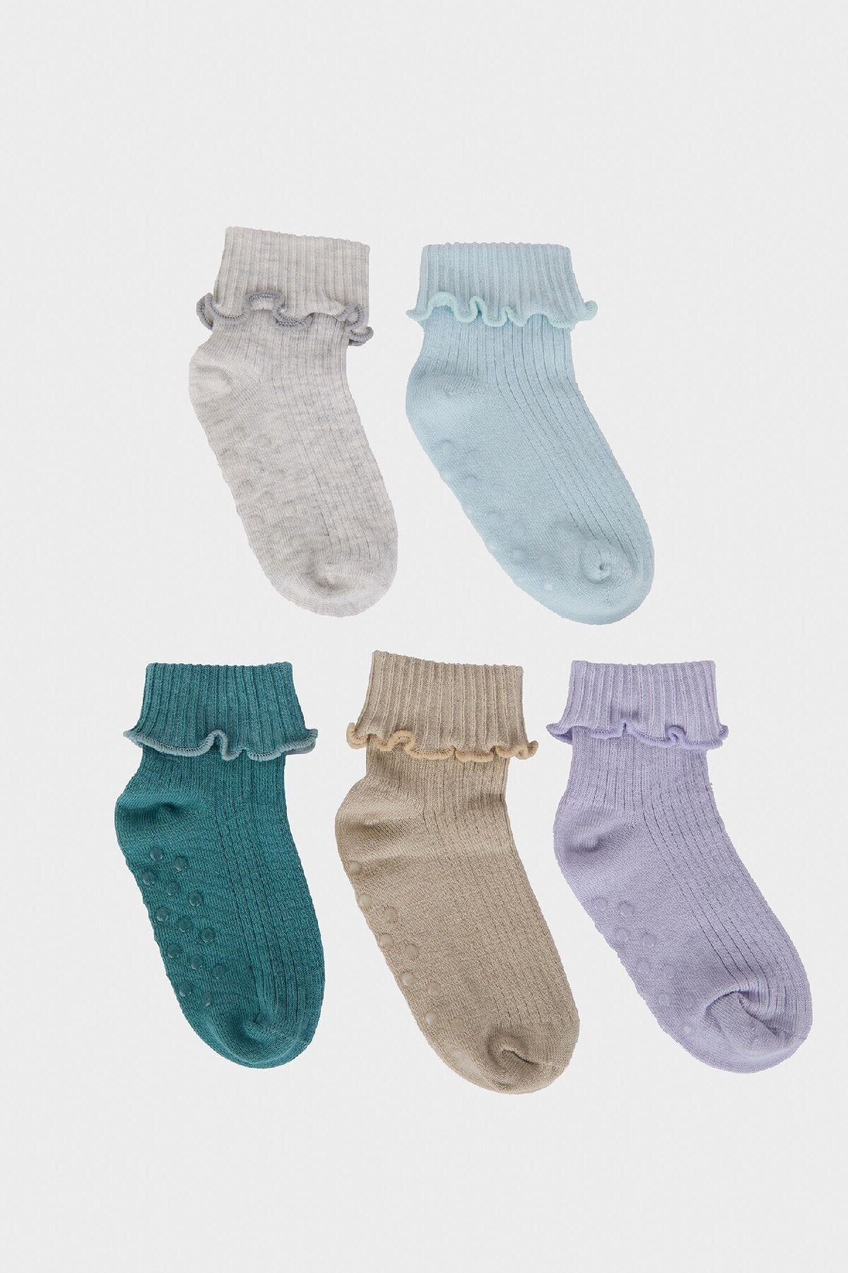 DeFacto-Baby Mädchen Anti-Rutsch-Sohle 5 Stück Baumwolle lange Socken E4653a5ns 1