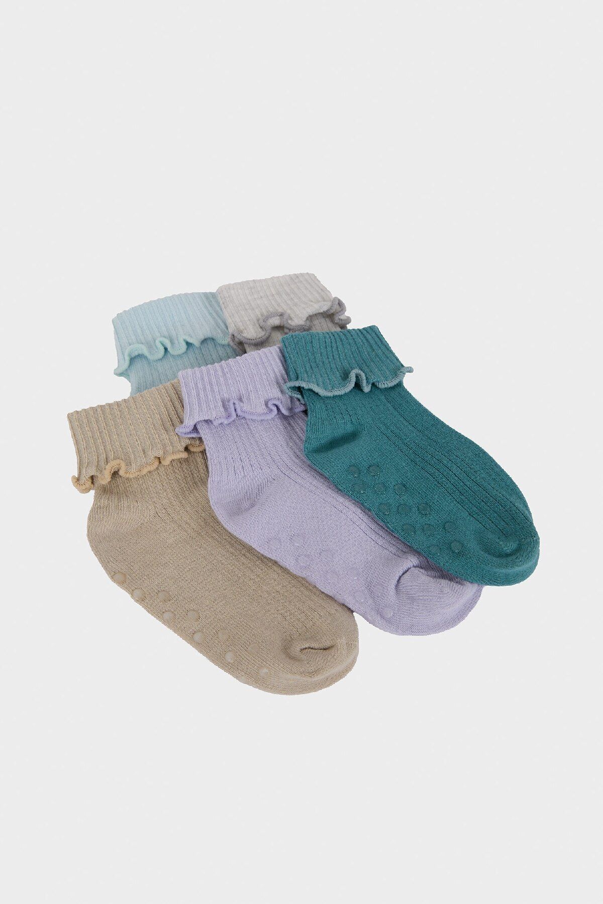 DeFacto-Baby Mädchen Anti-Rutsch-Sohle 5 Stück Baumwolle lange Socken E4653a5ns 2