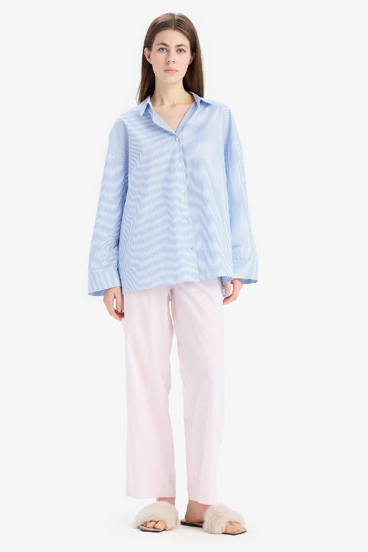 DeFacto-Long Length Poplin Pajamas Bottom-Fall in Love E5769Ax25Sp 2