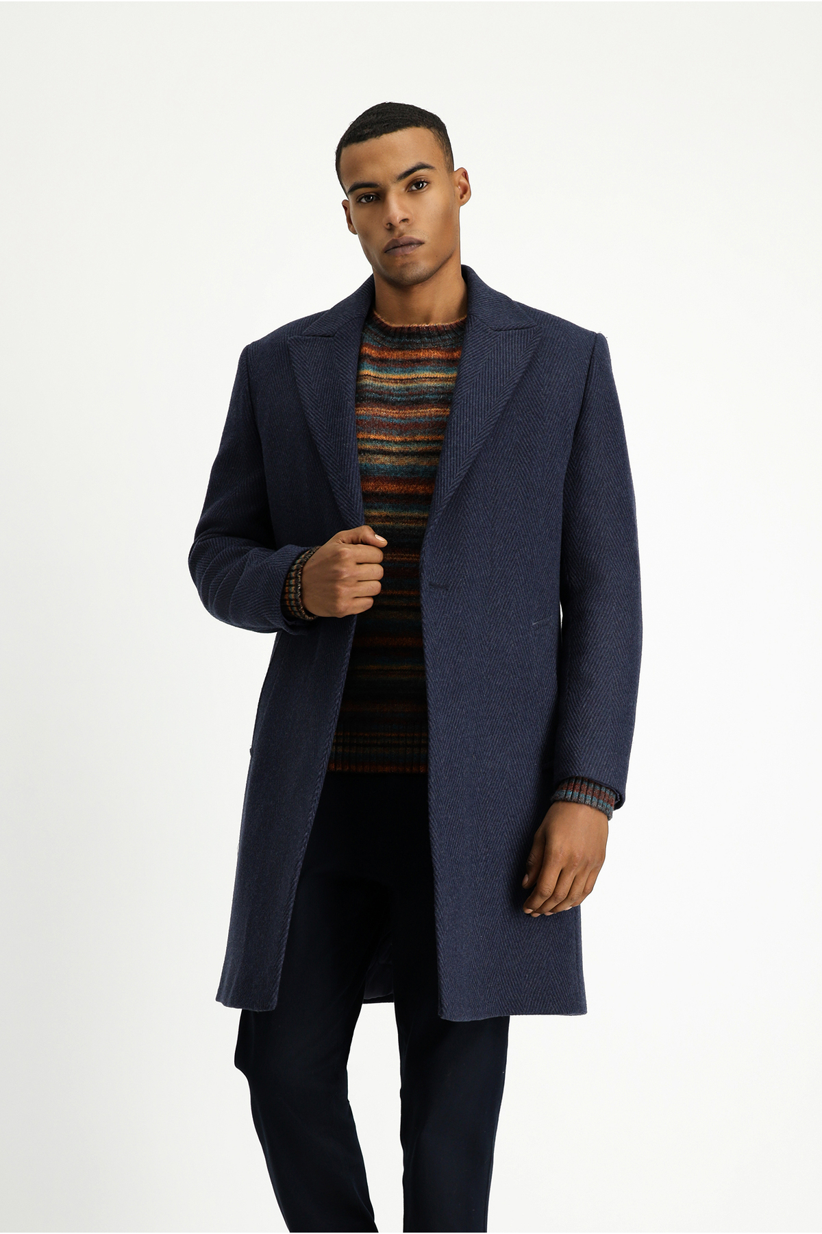 Kiğılı  Yünlü Oversize Desenli Klasik Palto - Görsel 3