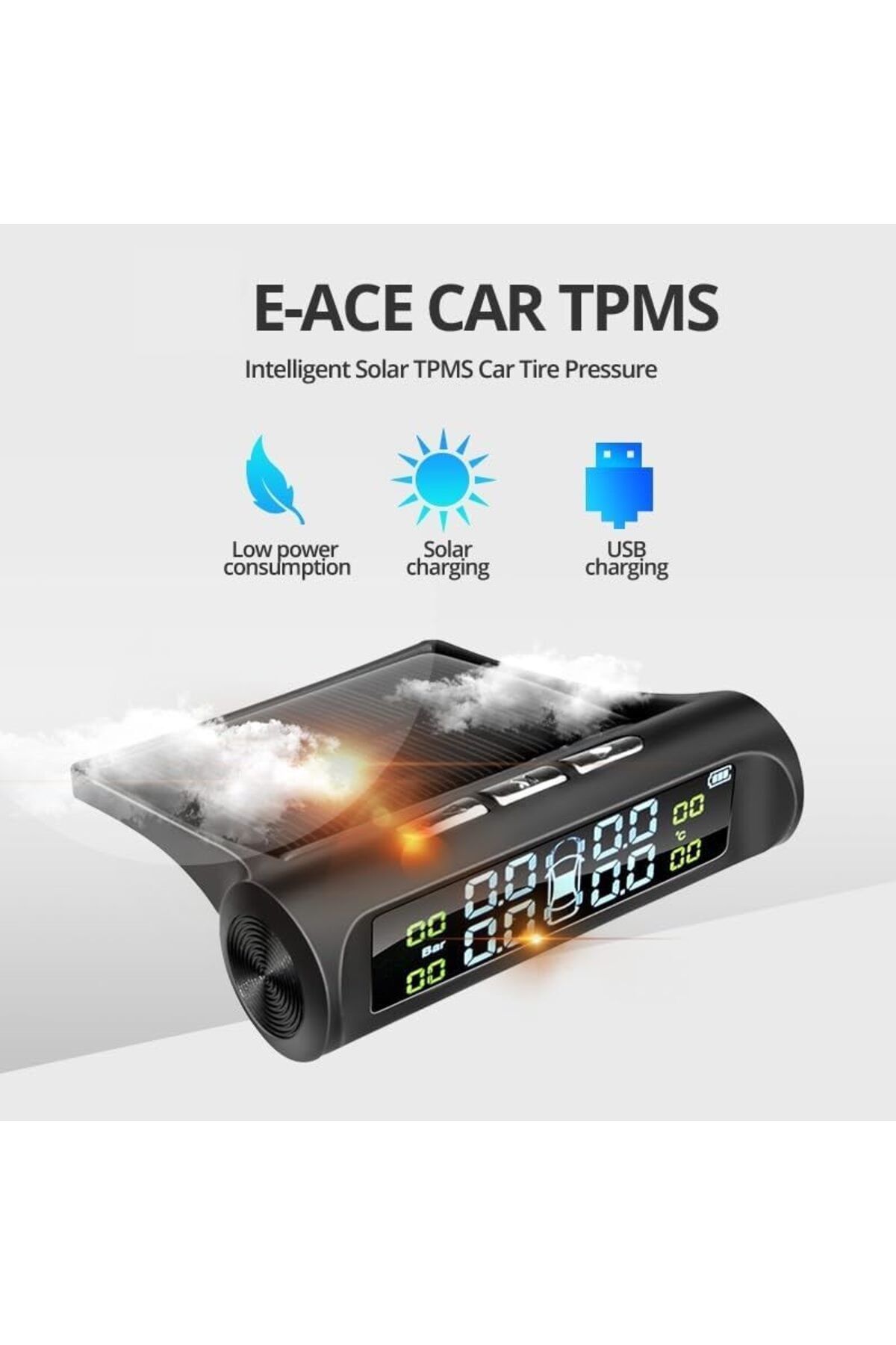 fulina-Tire Pressure Monitoring System, Digital LCD Display,USB Auto Security Alarm Tire Pressure Sensor 5