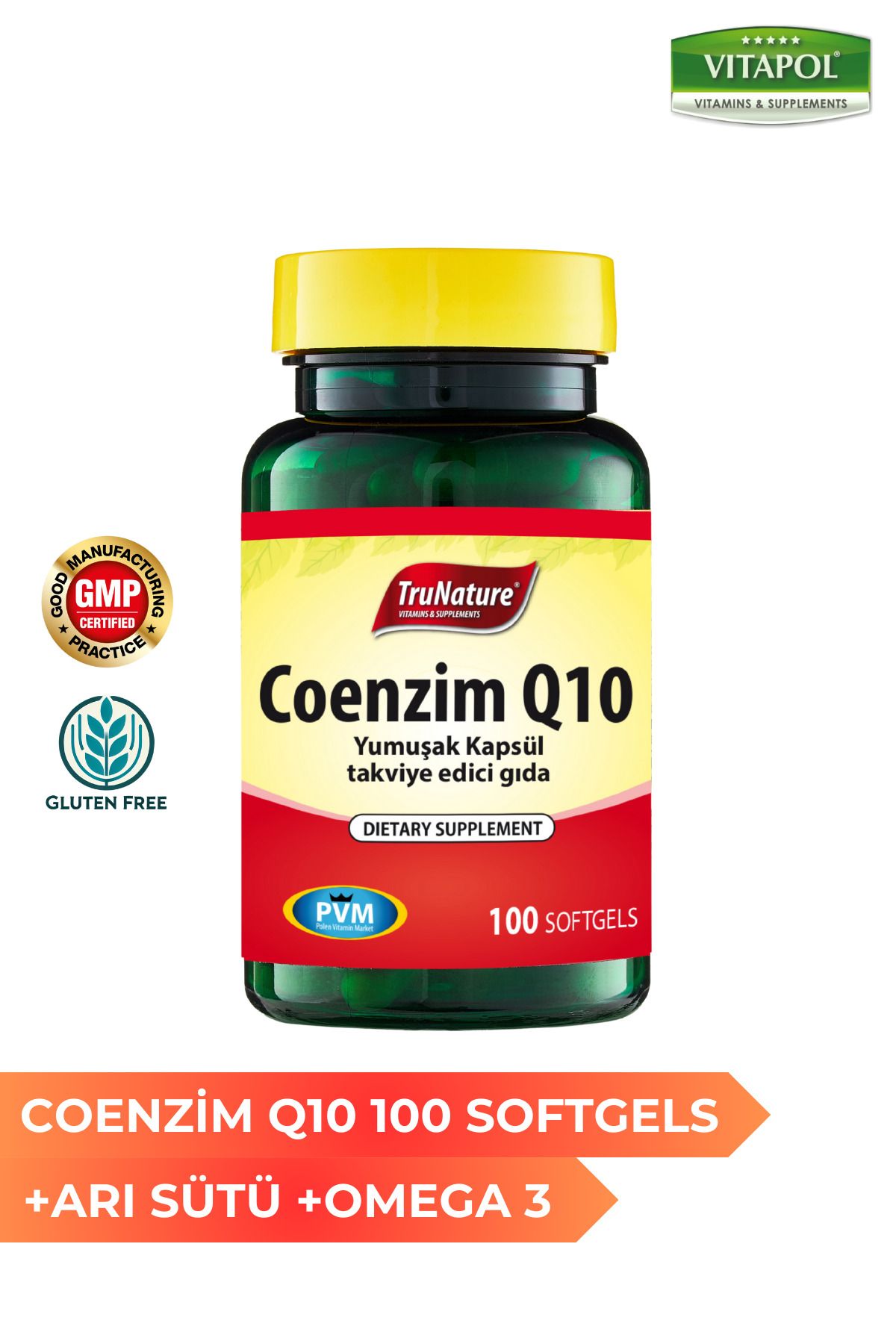 Trunature-Coenzyme Q10 100 Softgel - Royal Jelly, Omega 3, Coenzyme Co Q10 1
