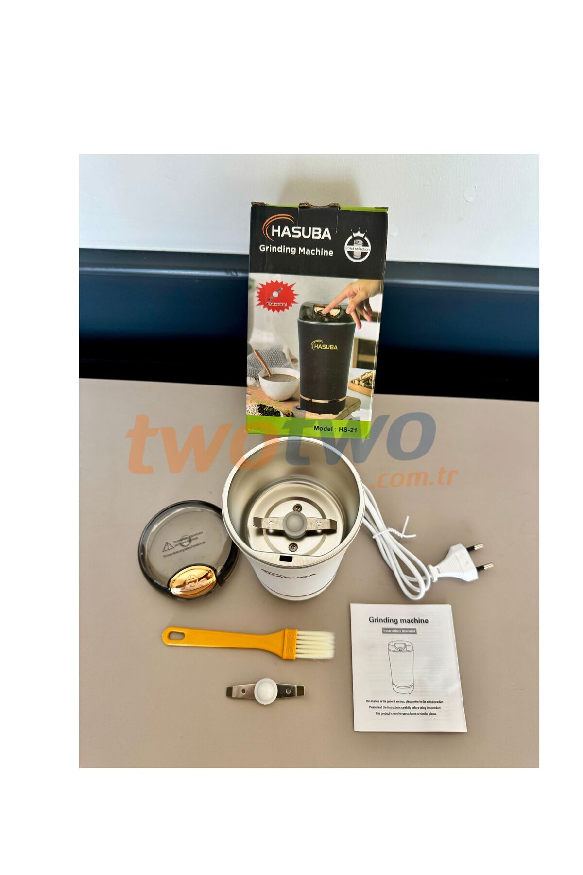 Two Two-White Automatic Coffee and Spice Grinder-With Spare Blade-Quality Durable-Practical Mini Grinder 3