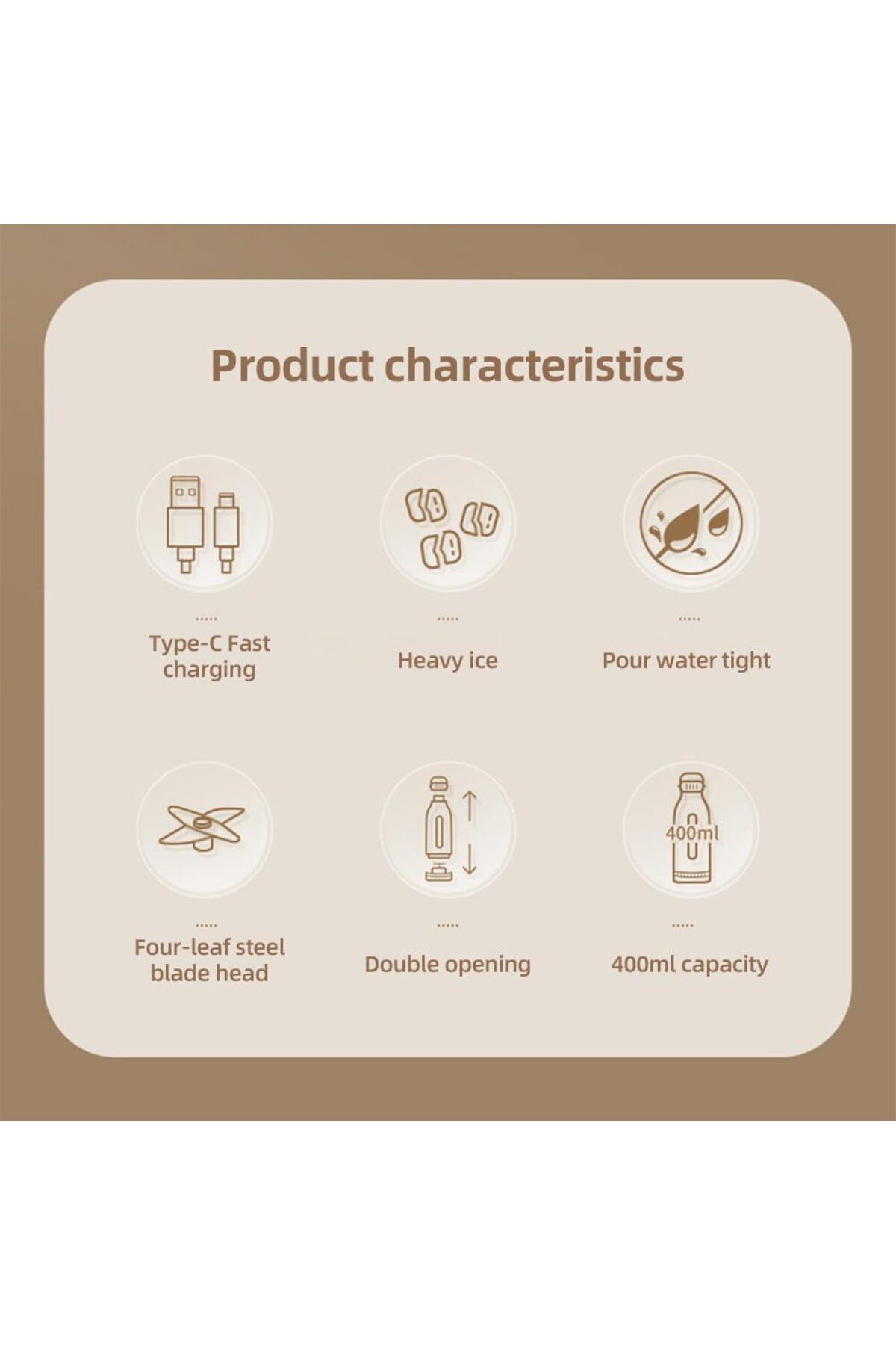 NEVARSA-400ml Portable Wireless Mini Juicer - Smoothies and Shakes Mixer Bottle 6