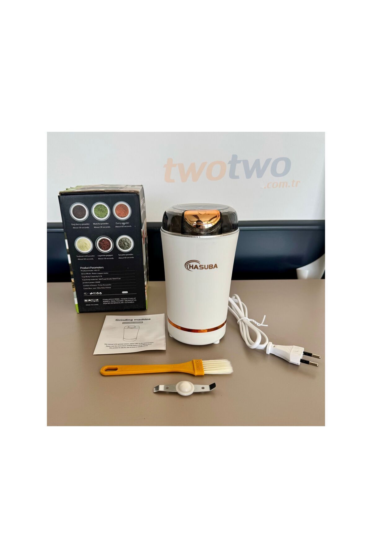 Two Two-White Automatic Coffee and Spice Grinder-With Spare Blade-Quality Durable-Practical Mini Grinder 4