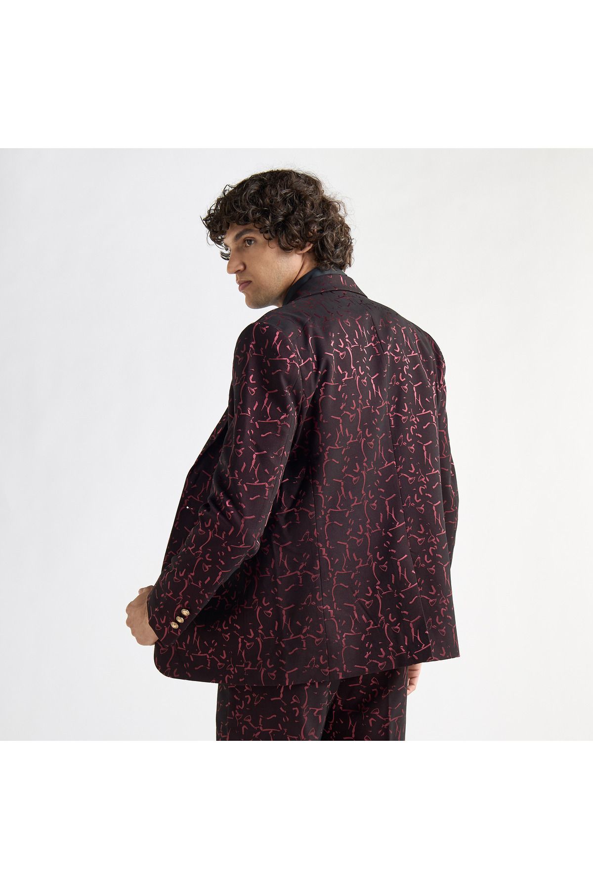 FAV-All-Over Print Blazer with Notch Lapel and Long Sleeves 3