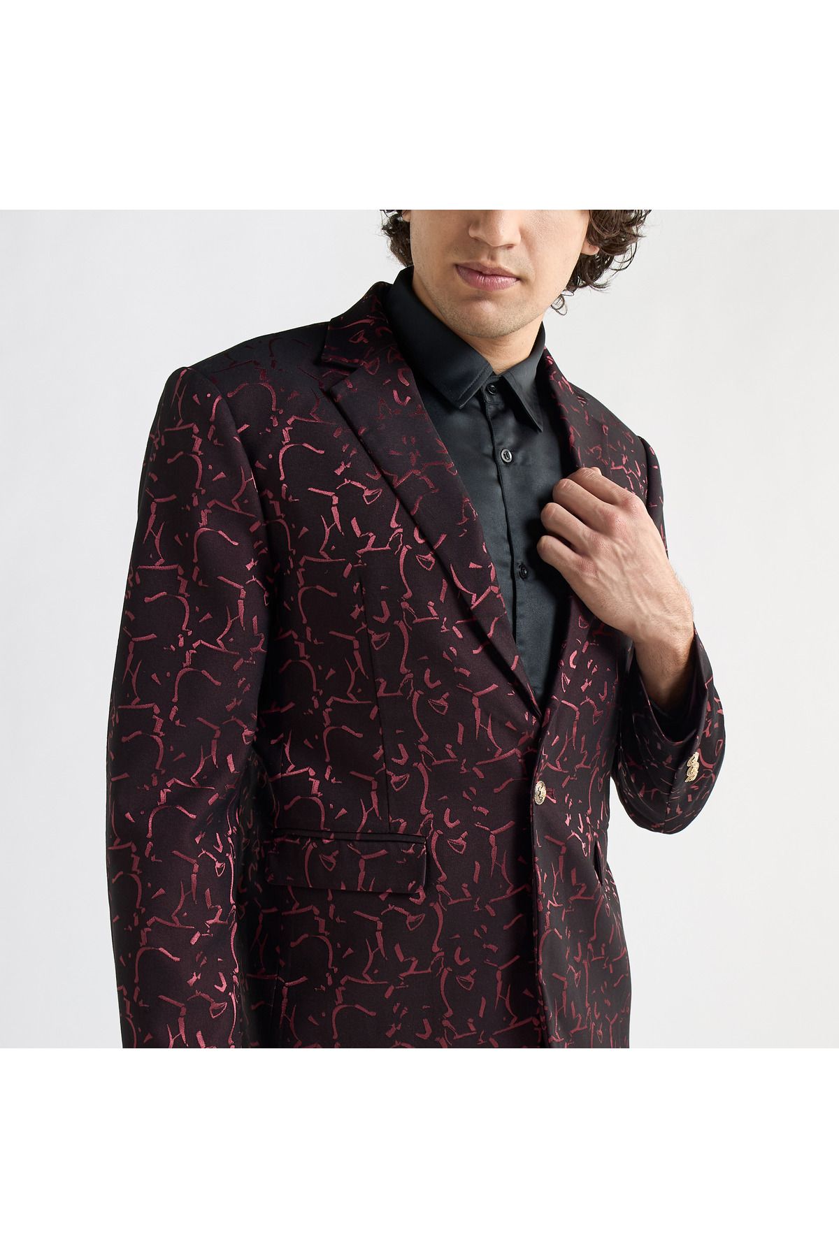 FAV-All-Over Print Blazer with Notch Lapel and Long Sleeves 4