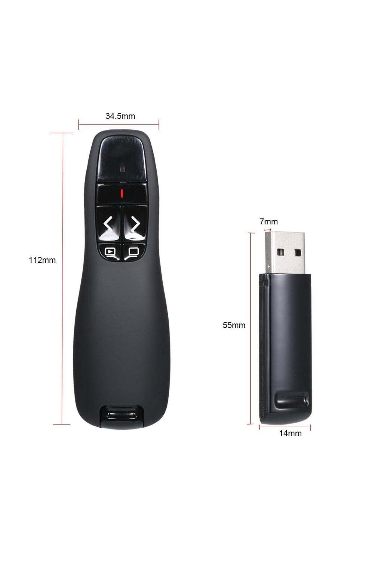 erorex-2.4G Wireless PPT Powerpoint Clicker With USB Receiver Remote Control Flip Pen Black 2