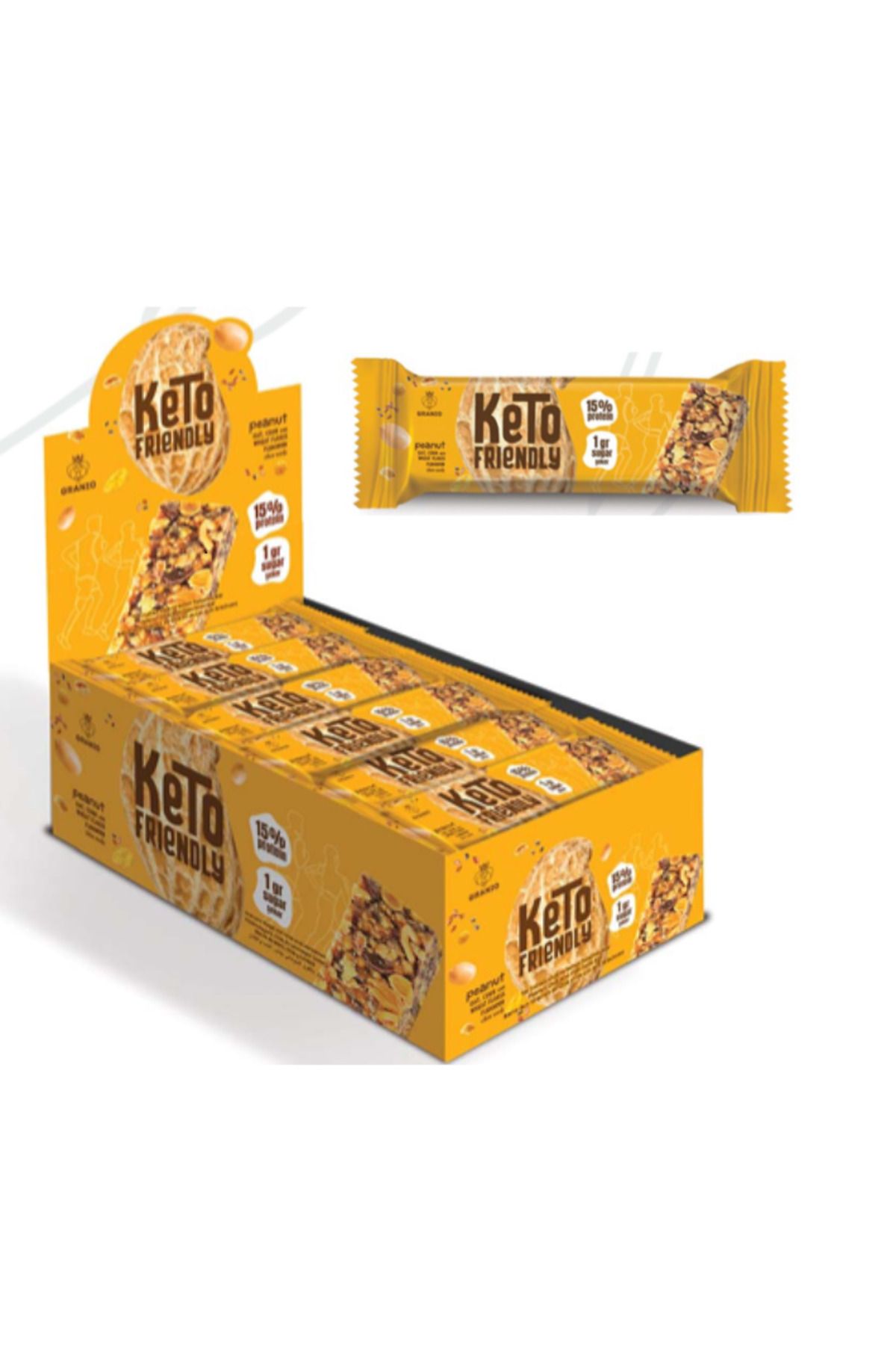 GRANIO Keto Chia Ve Keten Tohumlu Yerfıstıklı Bar 30 gr -(24 ADET)