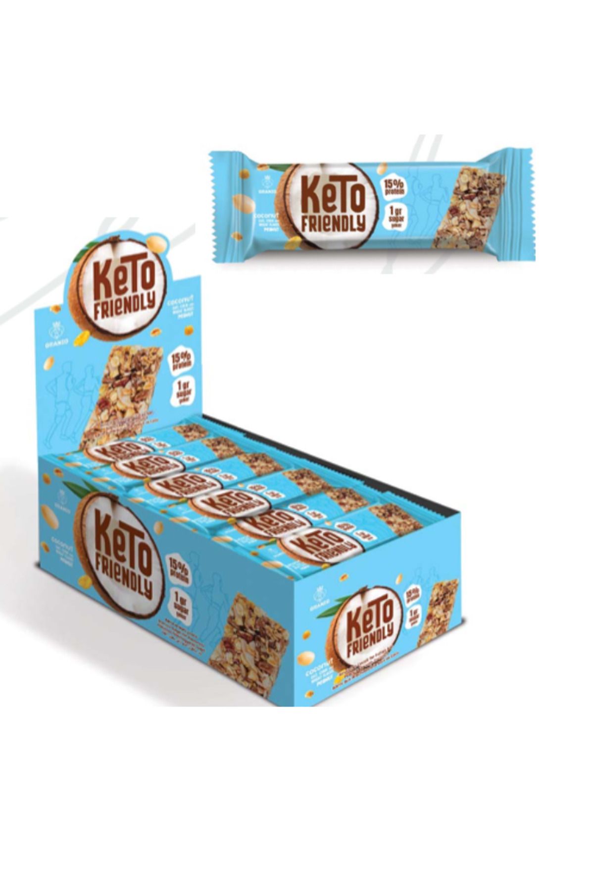 GRANIO Keto Hindistan Cevizli Yer Fıstıklı Bar 30 gr (24 ADET)