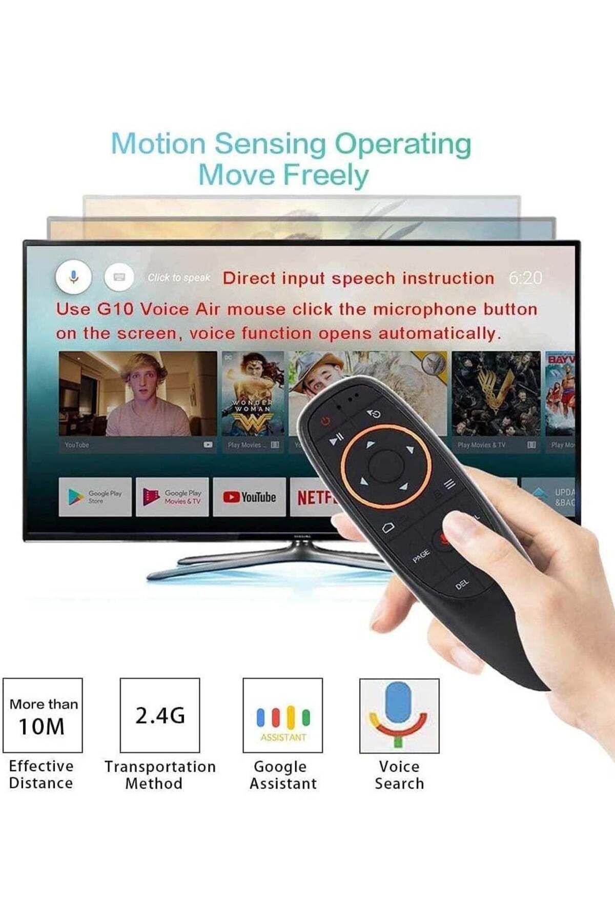 erorex-Wireless Remote Control With Voice Control For Android TV Box Black 3