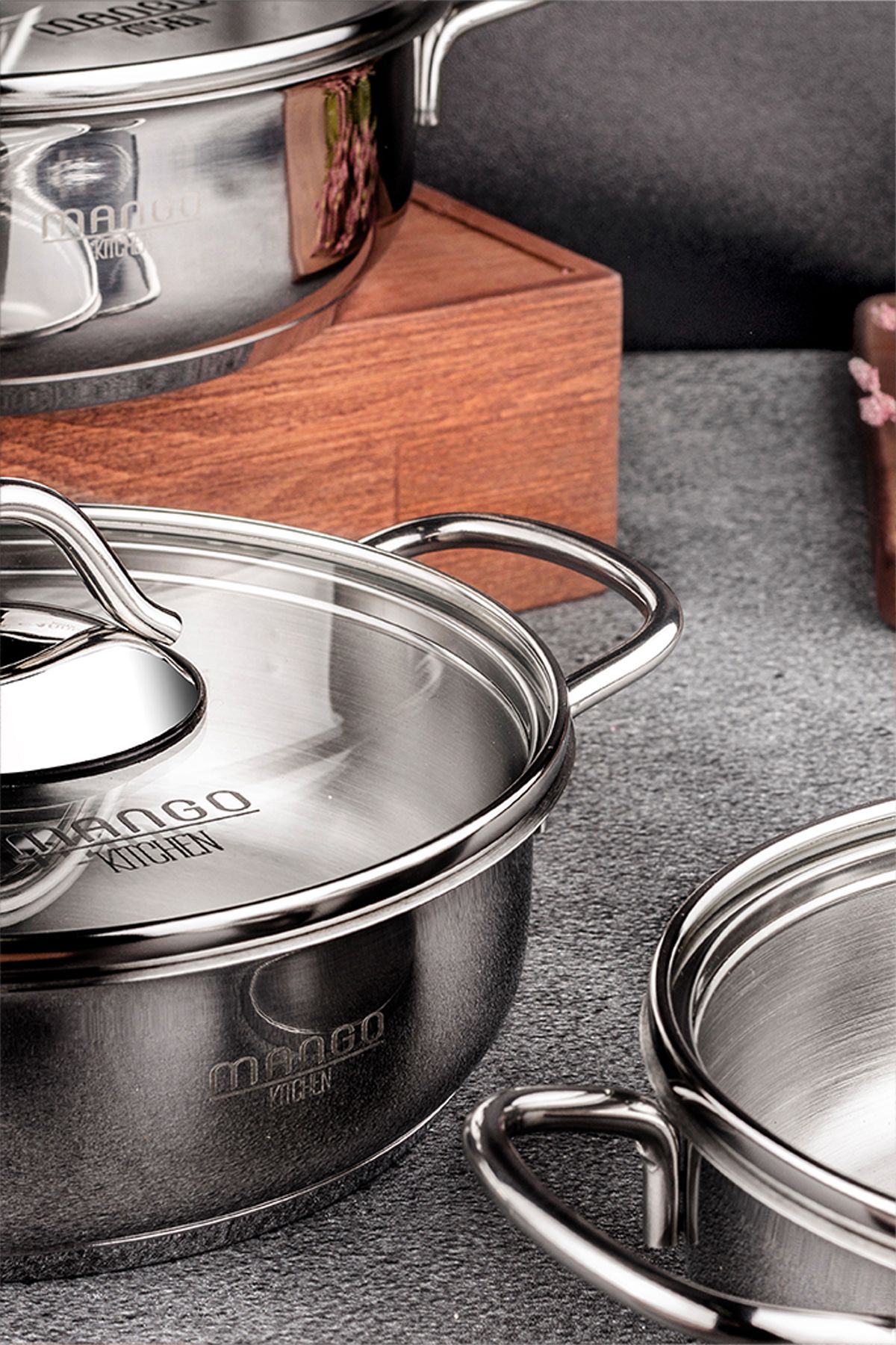 Snippy-Mango Kitchen - Silver 6-Piece Stainless Steel Saucepan Set (16-18-20 cm) 18/10 Stainless Steel 5