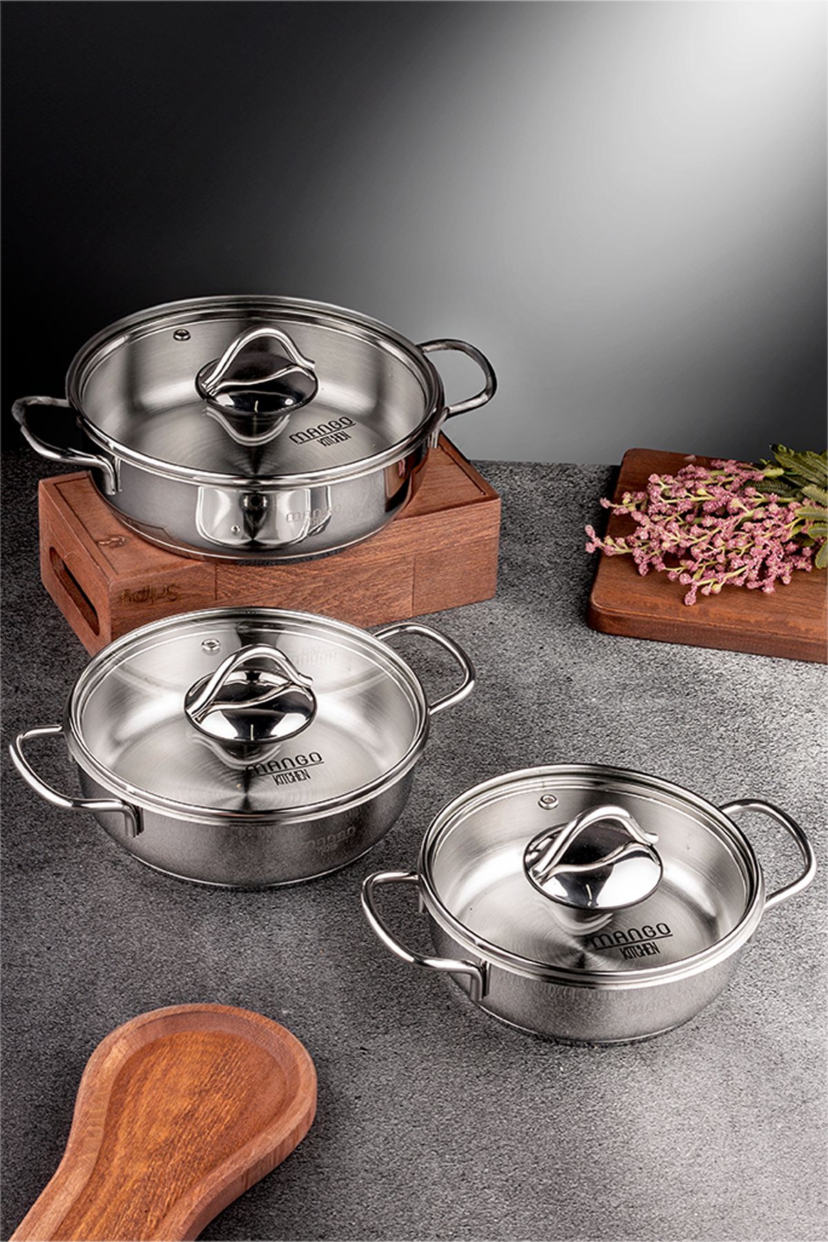 Snippy-Mango Kitchen - Silver 6-Piece Stainless Steel Saucepan Set (16-18-20 cm) 18/10 Stainless Steel 4