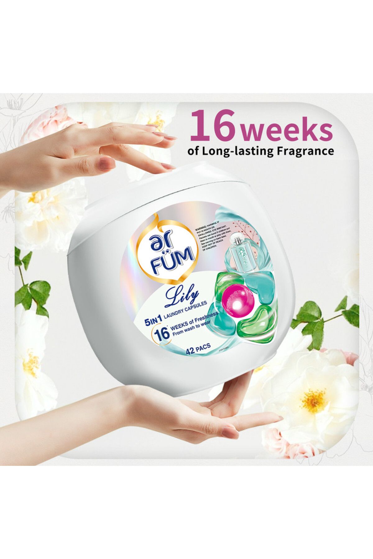 ArFum-PODS, 5-in-1 Laundry Detergent Capsules, 16 Weeks of Long-Lasting Fragrance, 42 Pods, Lily 4