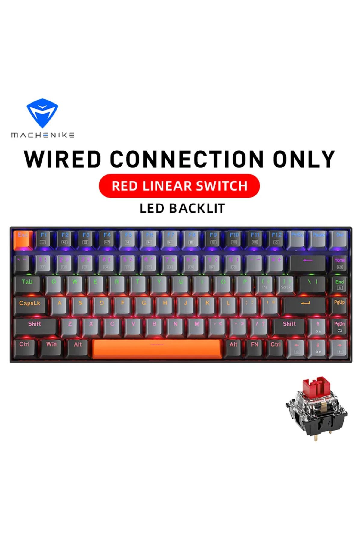 Choice-Wired Red Switch Machenike K500a-b84 Mechanical Keyboard 75% Tkl Hot-swappable Wired Gaming Keyboard 1