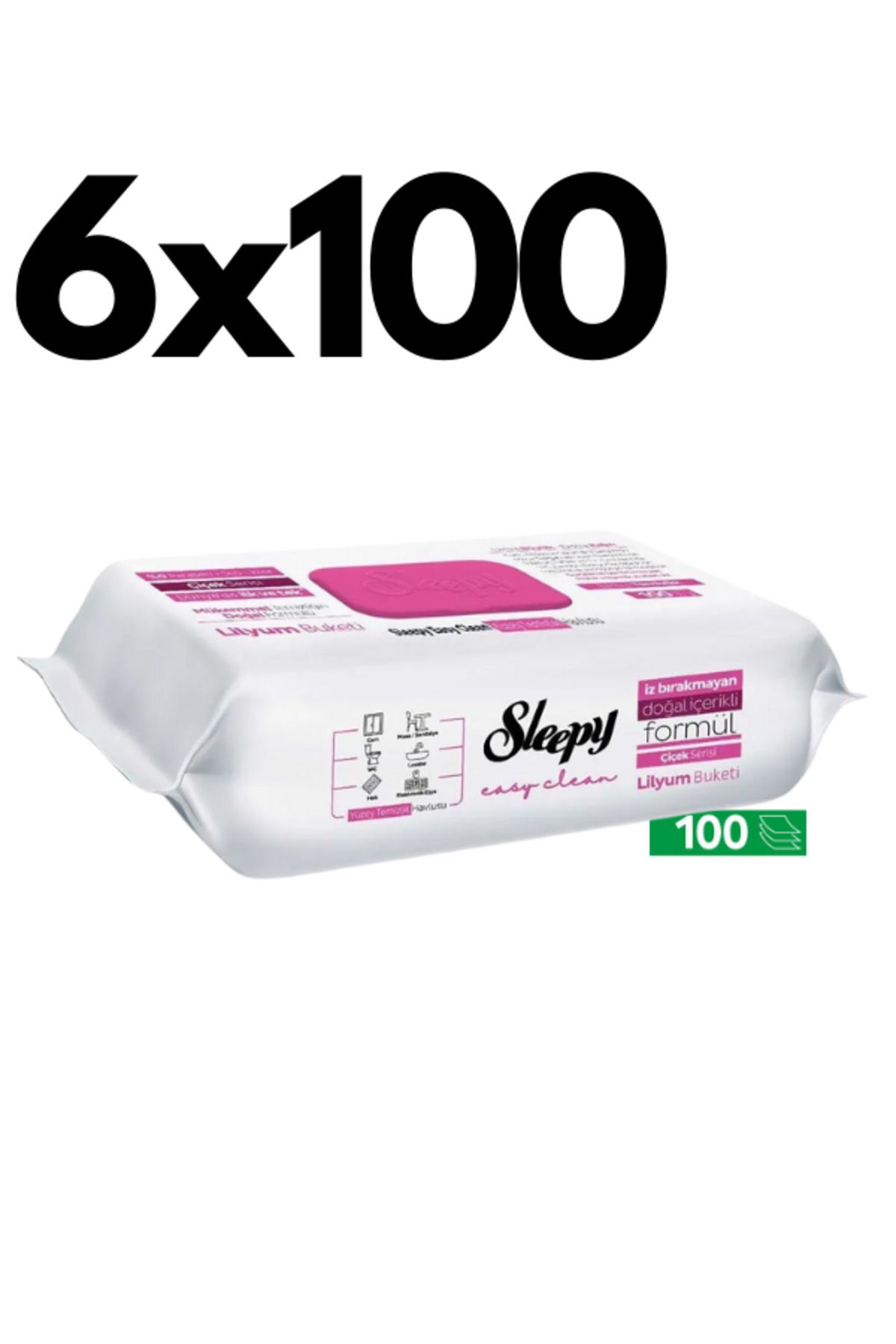 Sleepy Easy Clean Lilyum Buketi Yüzey Temizlik Havlusu - 100 Yaprak 6 Adet