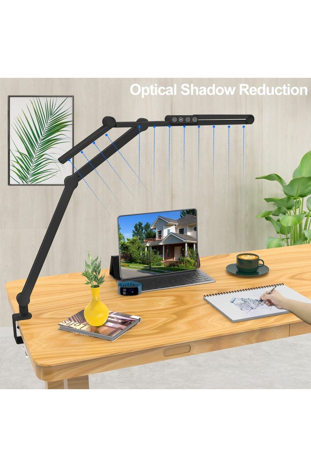 aiopp-24W M Led Desk Lamp with Clamp, Architect Desk Lamp for Home Office with Atmosphere Lighting, 24W Ul 4