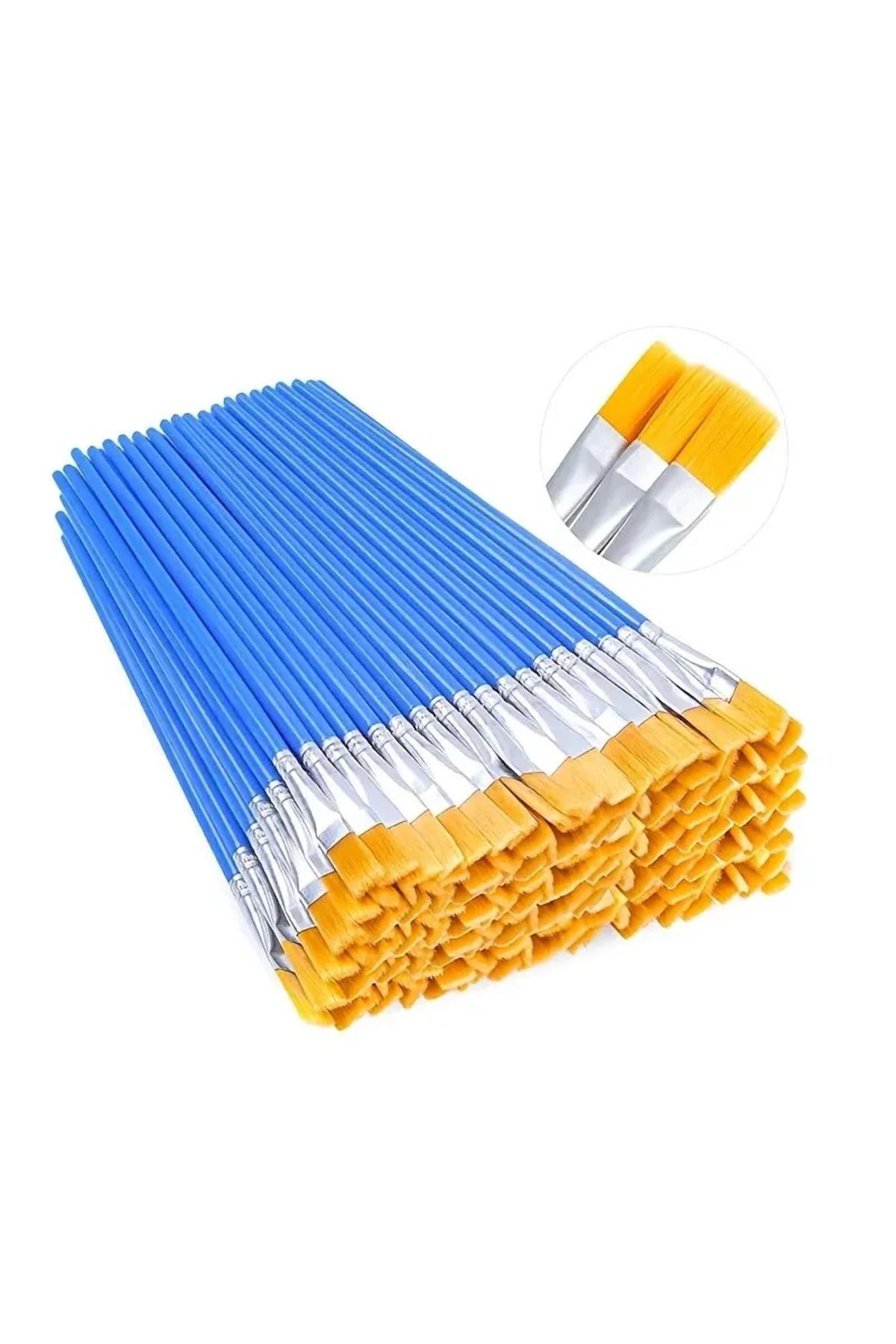 Choice-50pcs flat 50Pcs Painting Brushes Set Art Round Flat Hair Nylon Hair Paint Brush for Oil Acrylic Wat 1