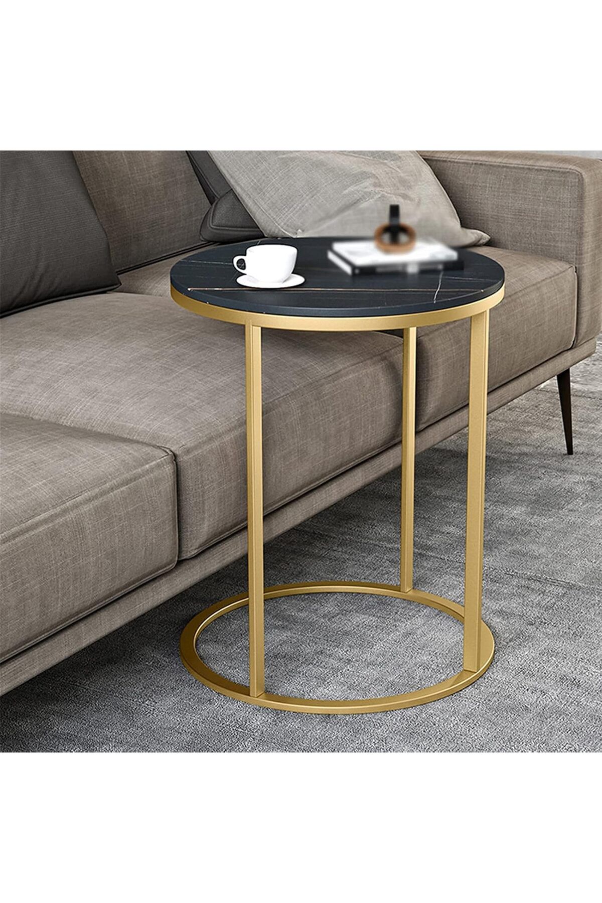 Generic-Modern Round Marble Wood Side Tables and Bedside Tables 1