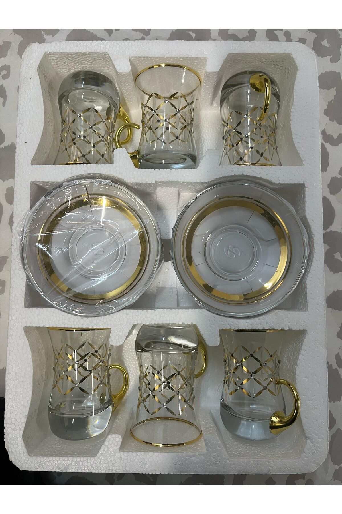 Paşabahçe-62561 Base Thick Gold Patterned 12-Piece Tea Set 100 Cc 5